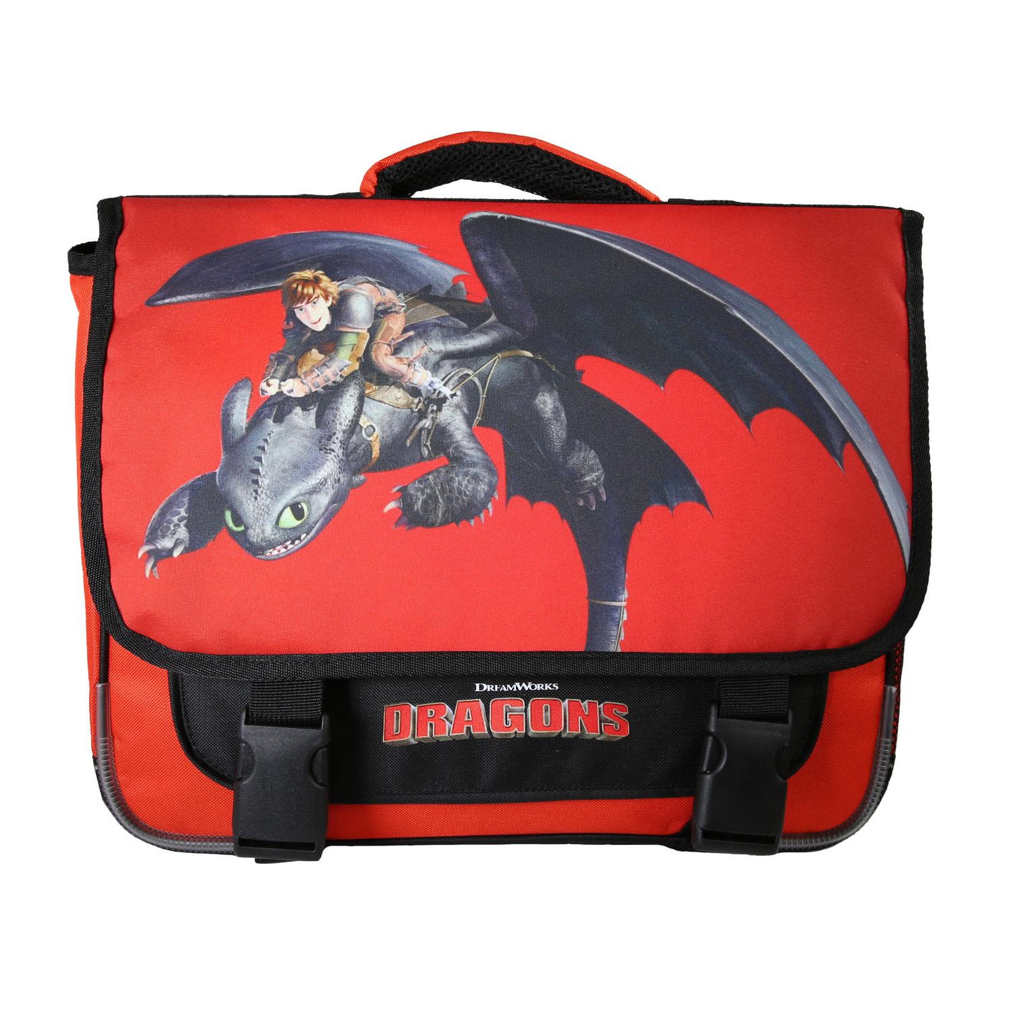 Bagtrotter Dragons - Cartable primaire 38 cm - Garçon - Rouge et Noir - 2 Compartiments