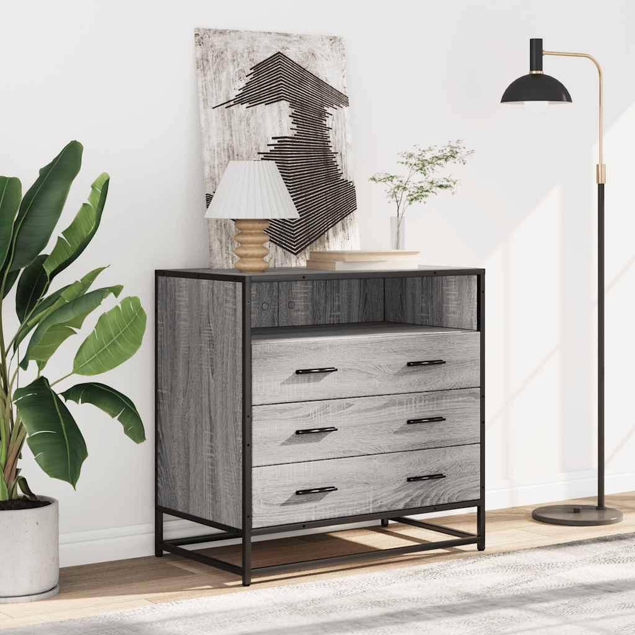 Voir la diapositive 3 : VIDAXL Commode sonoma gris 70x41x70 cm bois d'ingenierie