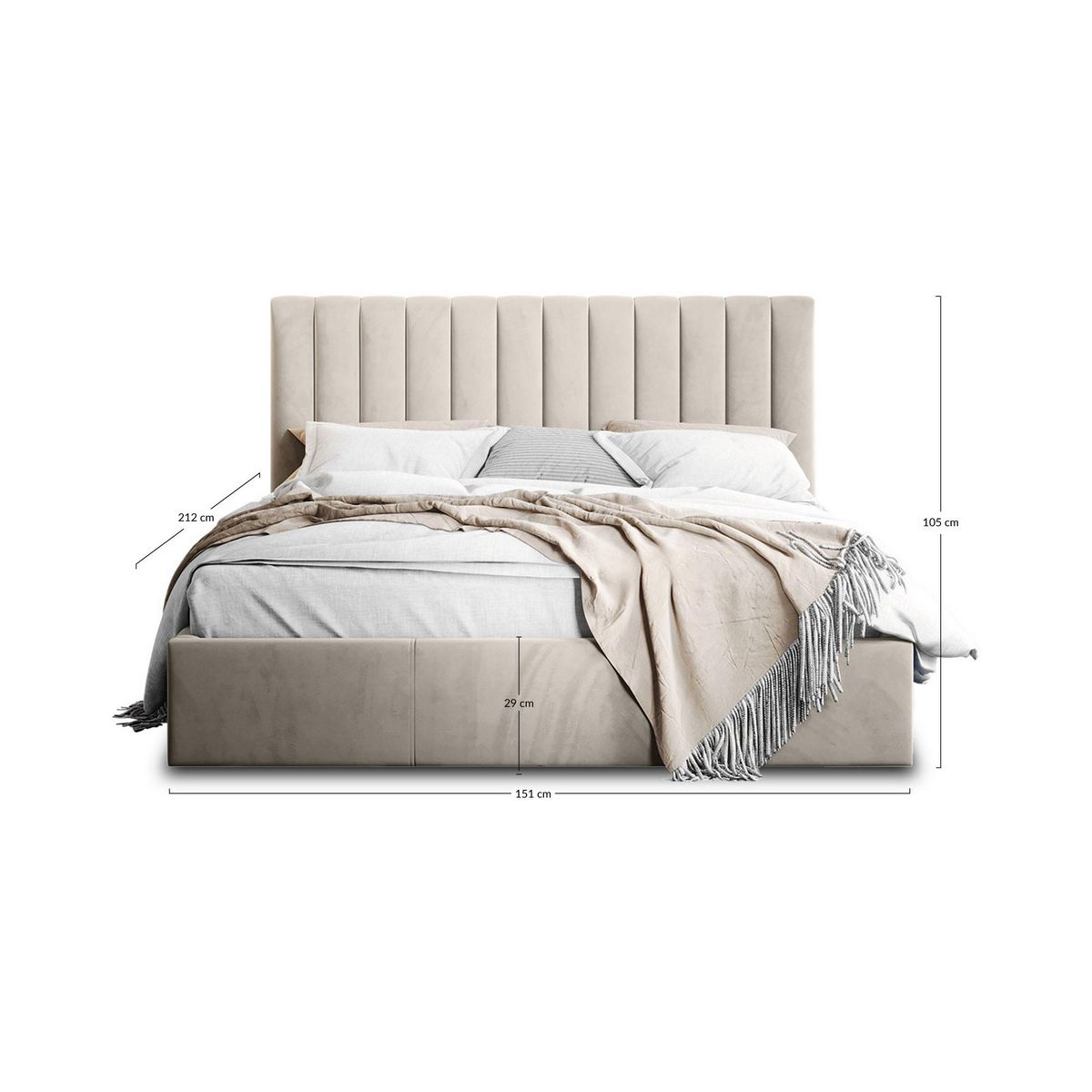 BEST MOBILIER Rosario - lit coffre - 140x200 - sommier inclus - en velours