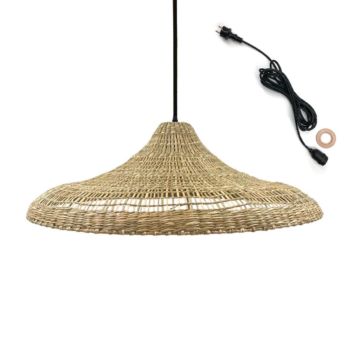 Lumisky Suspension d'extérieur FREYA LARGE Bois Herbe marine D70 cm