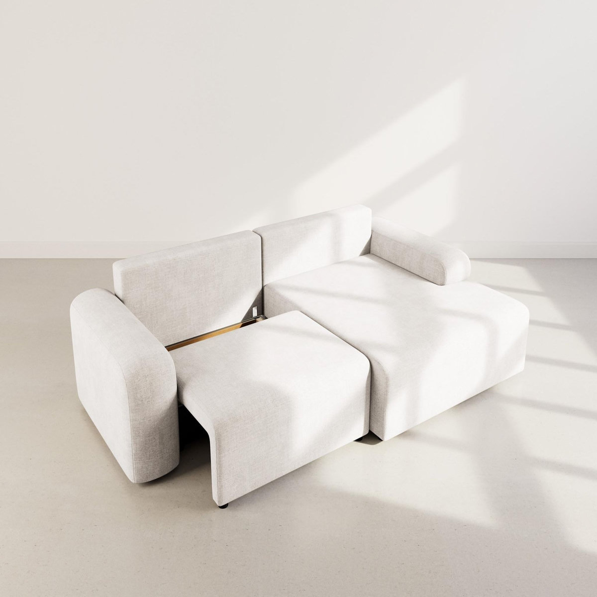 BEST MOBILIER Rebecca - canapé d'angle droit 4 places convertible avec coffre en velours texturé