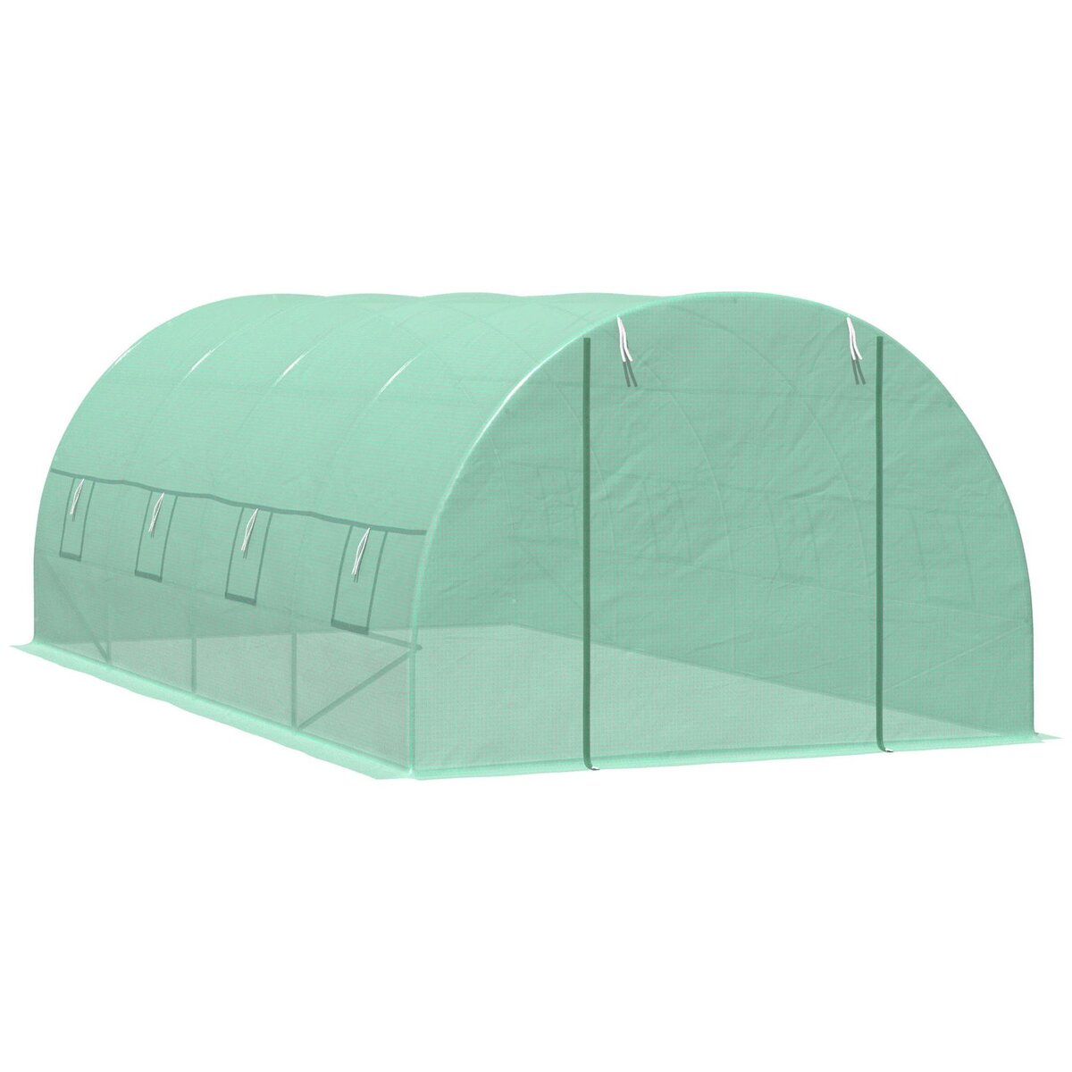 HOMCOM Serre de jardin tunnel 5,9L x 3l x 2H m châssis tubulaire acier galvanisé renforcé 2,5 cm 8 fenêtres 1 porte vert