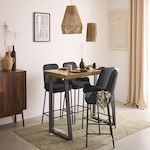 LISA DESIGN Salinas - lot de 2 chaises de bar - en velours côtelé - gris anthracite - h65 cm. Coloris disponibles : Gris