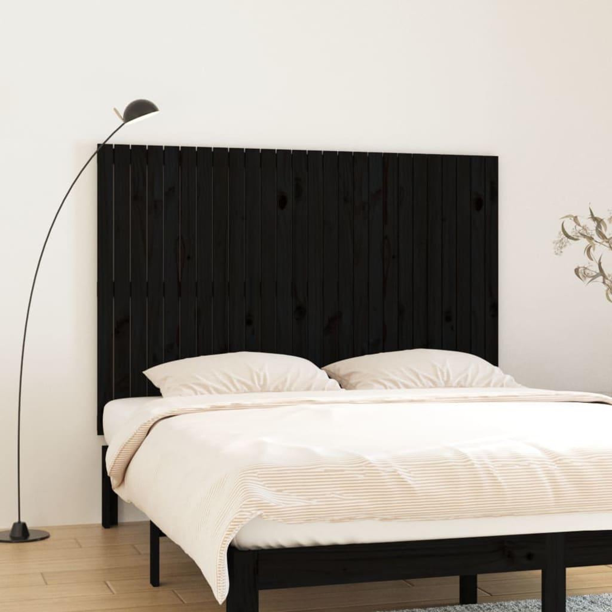 Voir la diapositive 1 : VIDAXL Tete de lit murale Noir 166x3x110 cm Bois massif de pin