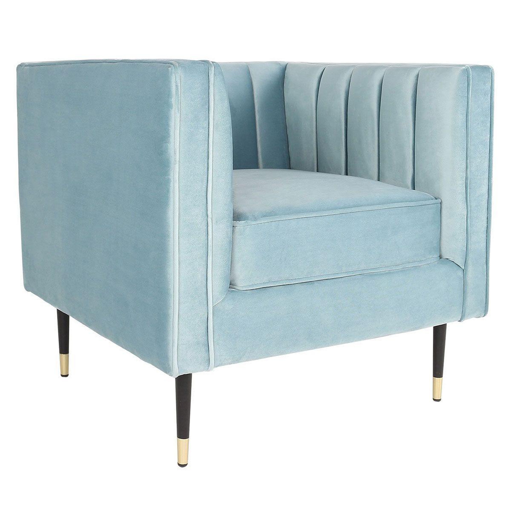 Voir la diapositive 1 : Paris Prix Fauteuil design en velours  goya  76cm bleu