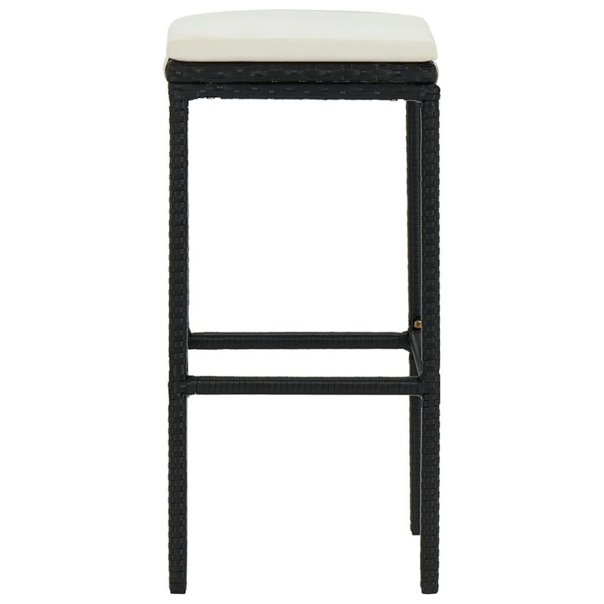 VIDAXL Tabourets de bar avec coussins lot de 3 noir resine tressee