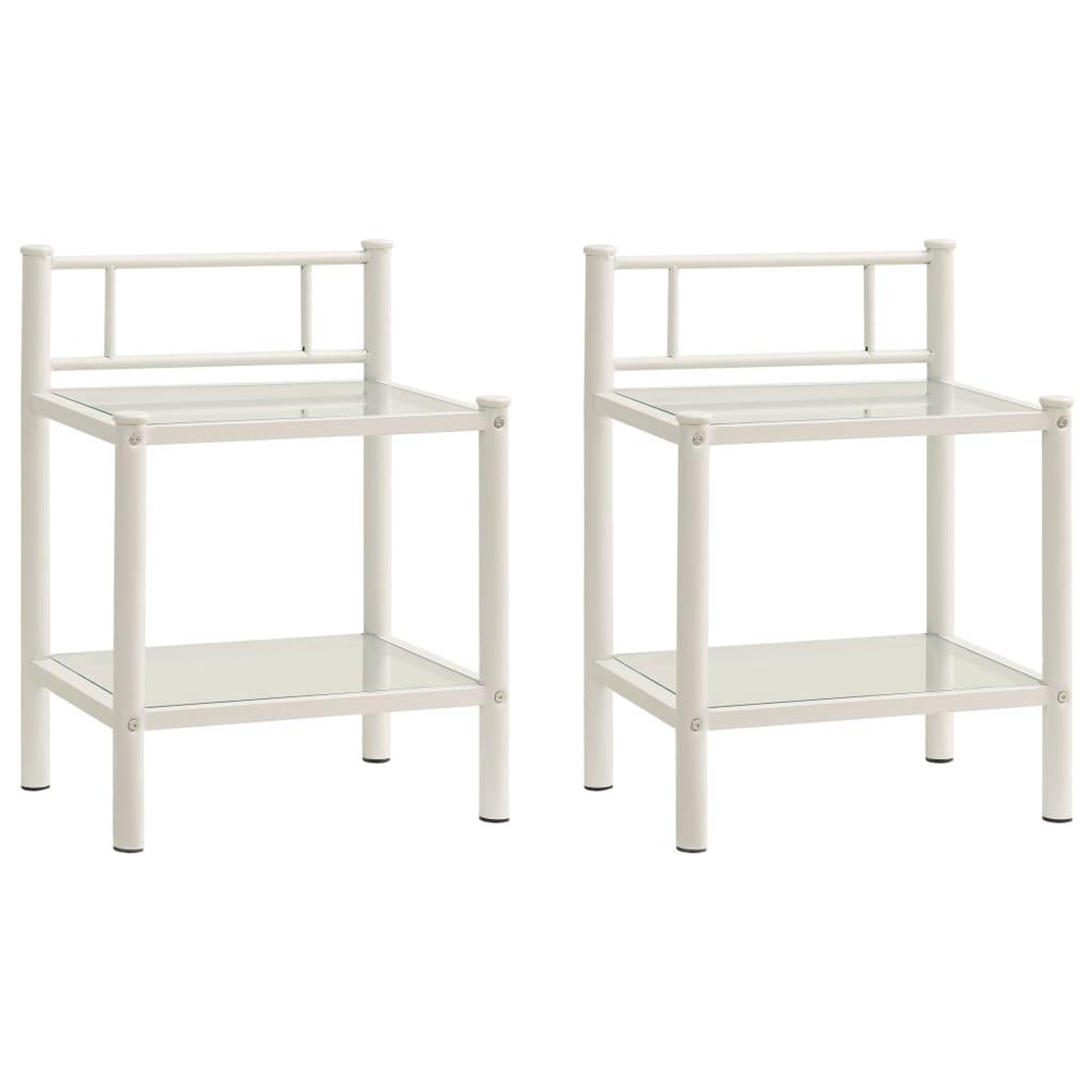 Voir la diapositive 2 : VIDAXL Tables de chevet 2 pcs Blanc et transparent Metal et verre