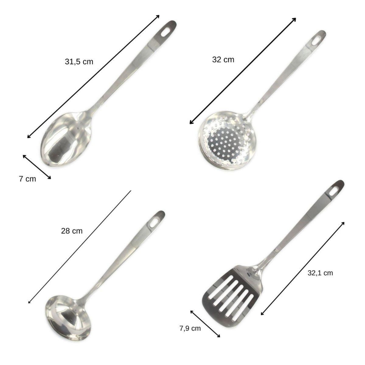 Fackelmann Ensemble de 4 ustensiles de cuisine en inox louche spatule ajourée cuillère et écumoire Fackelmann Oxford