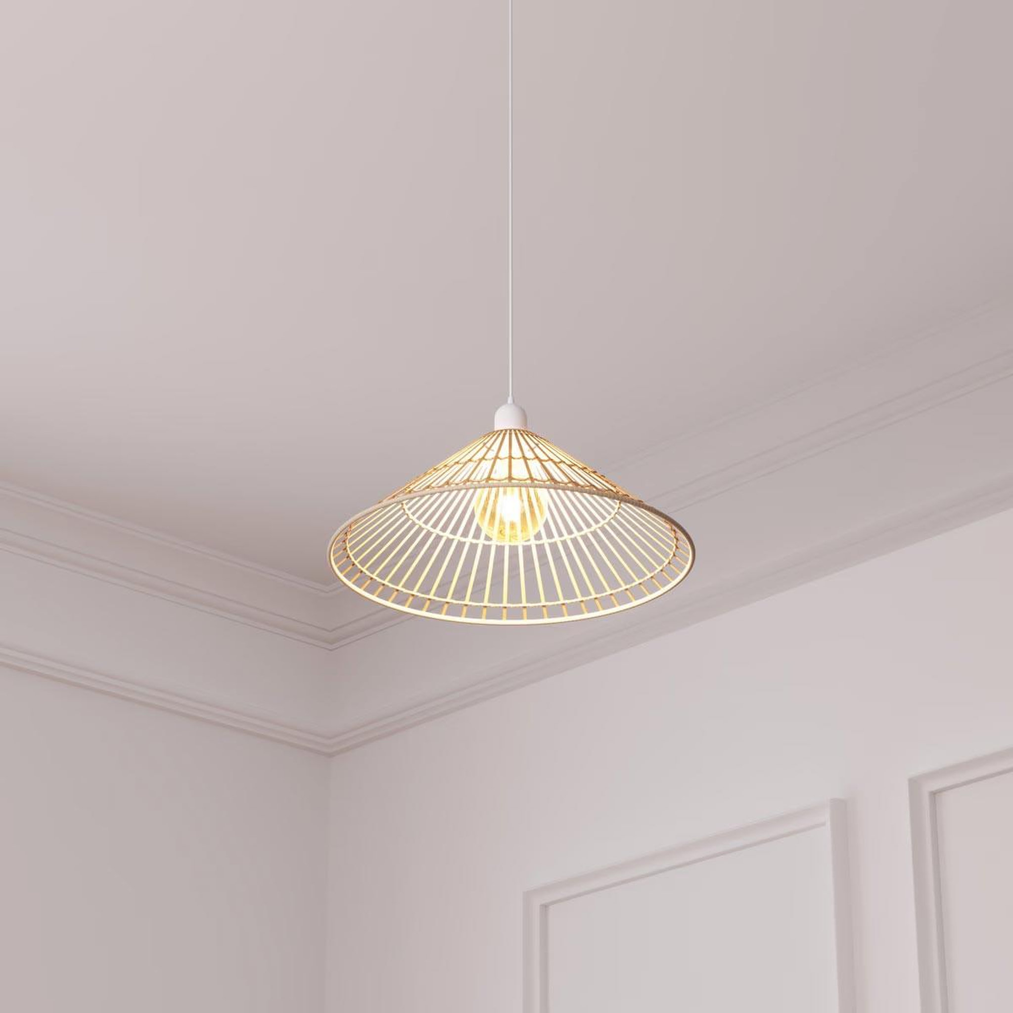 Voir la diapositive 4 : ATMOSPHERA Lampe Suspension en Bambou  Mahé  36cm Naturel