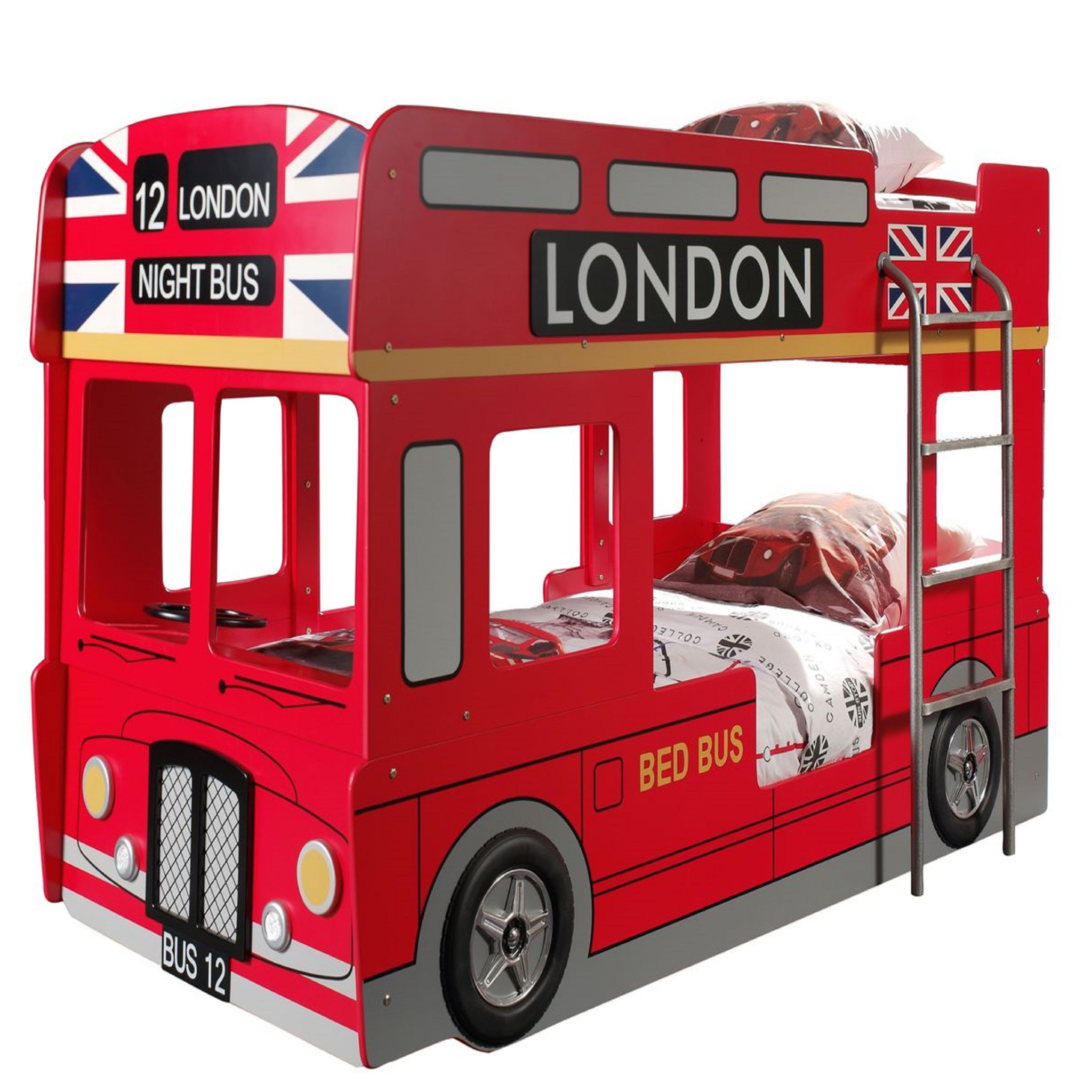 Lit superposé enfant en forme de bus 90 x 200 cm LONDRES