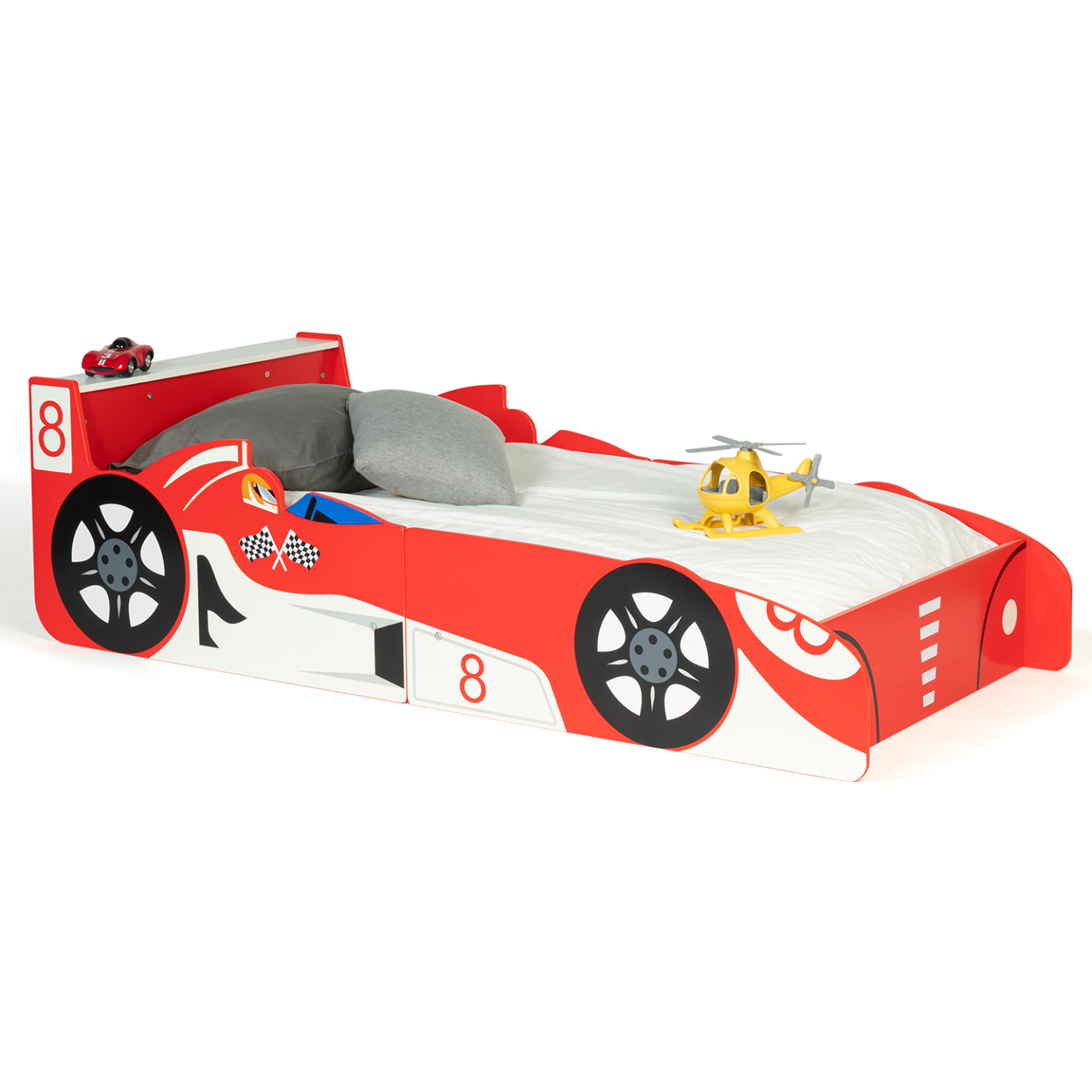 ID MARKET Lit enfant voiture formule 1 teddi 70 x 140 cm rouge
