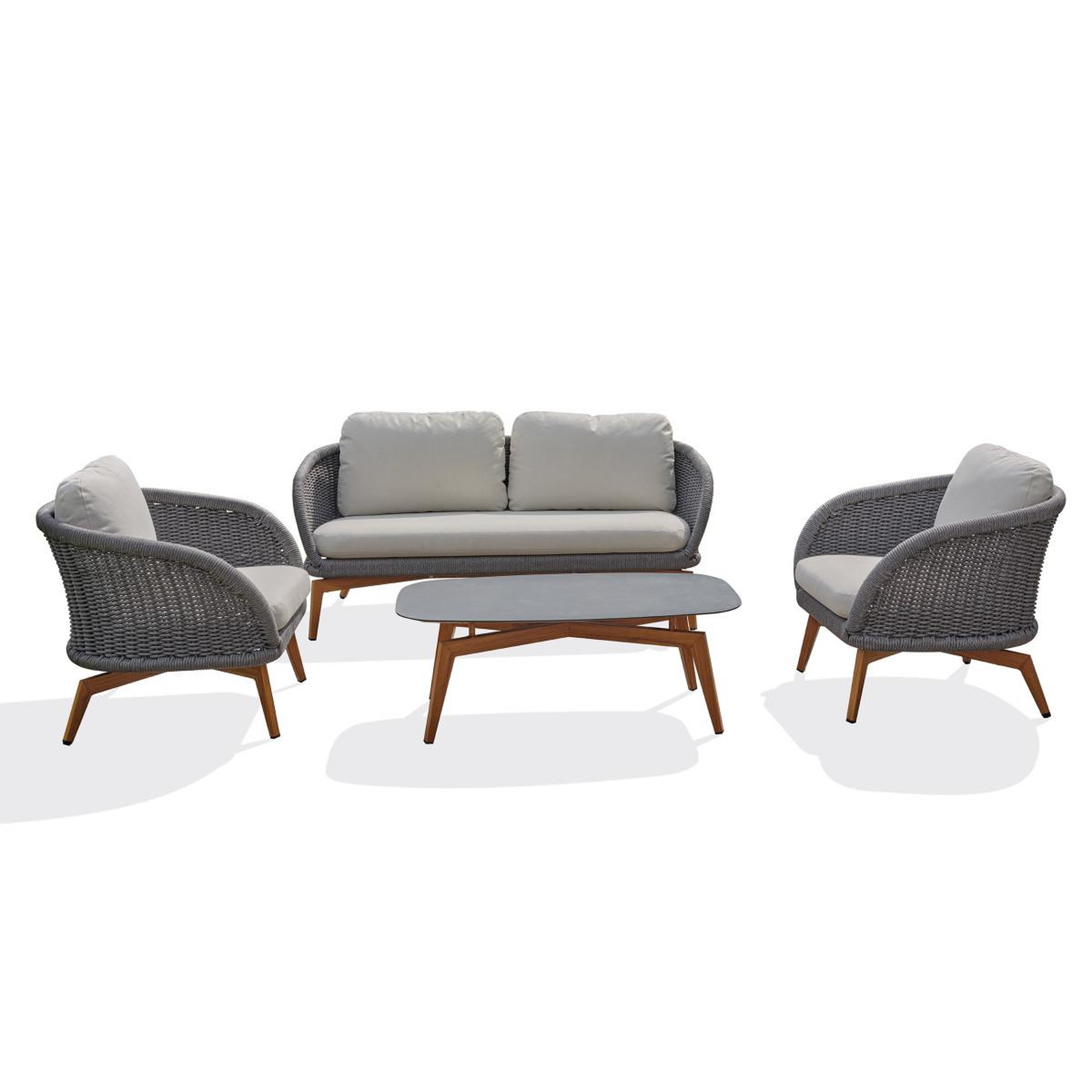 Paris Prix Salon de jardin 5 places  mynta  174cm marron & gris