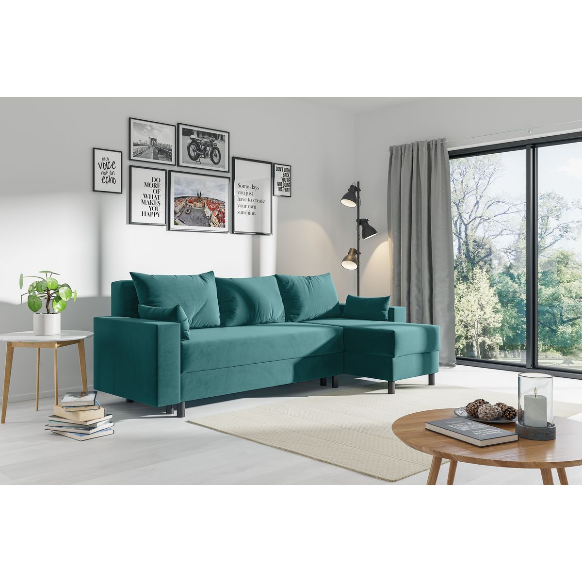 Canapé d'angle convertible  et réversible avec coffre 3 places PAOLA 