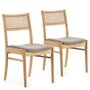 Voir la diapositive 1 : VS VENTA-STOCK Pack de 2 chaises Vilma Couleur Chêne, Bois Massif et Rotin Naturel