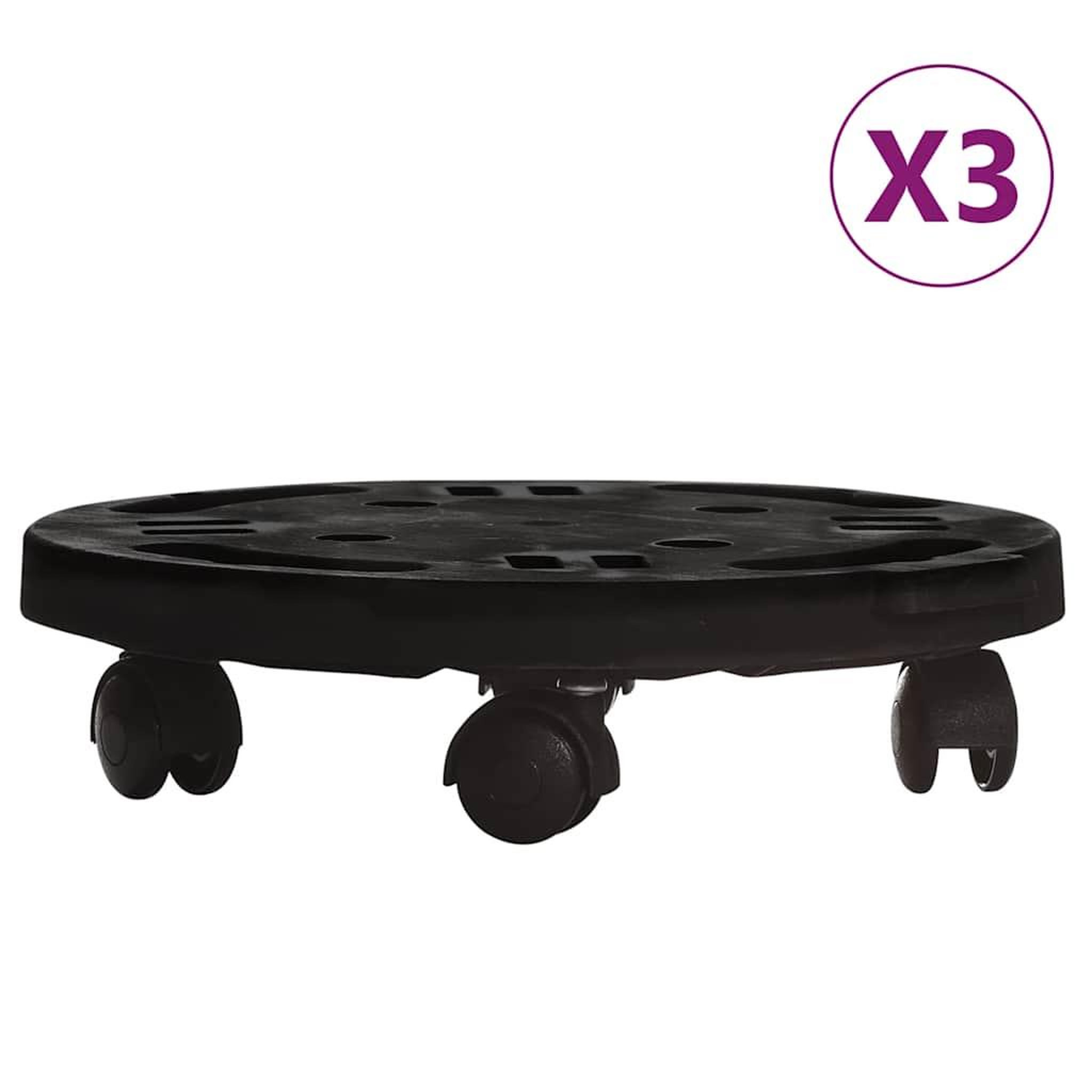 Voir la diapositive 2 : VIDAXL Chariots a plantes avec roues 3 pcs Diametre 30 cm Noir 170 kg