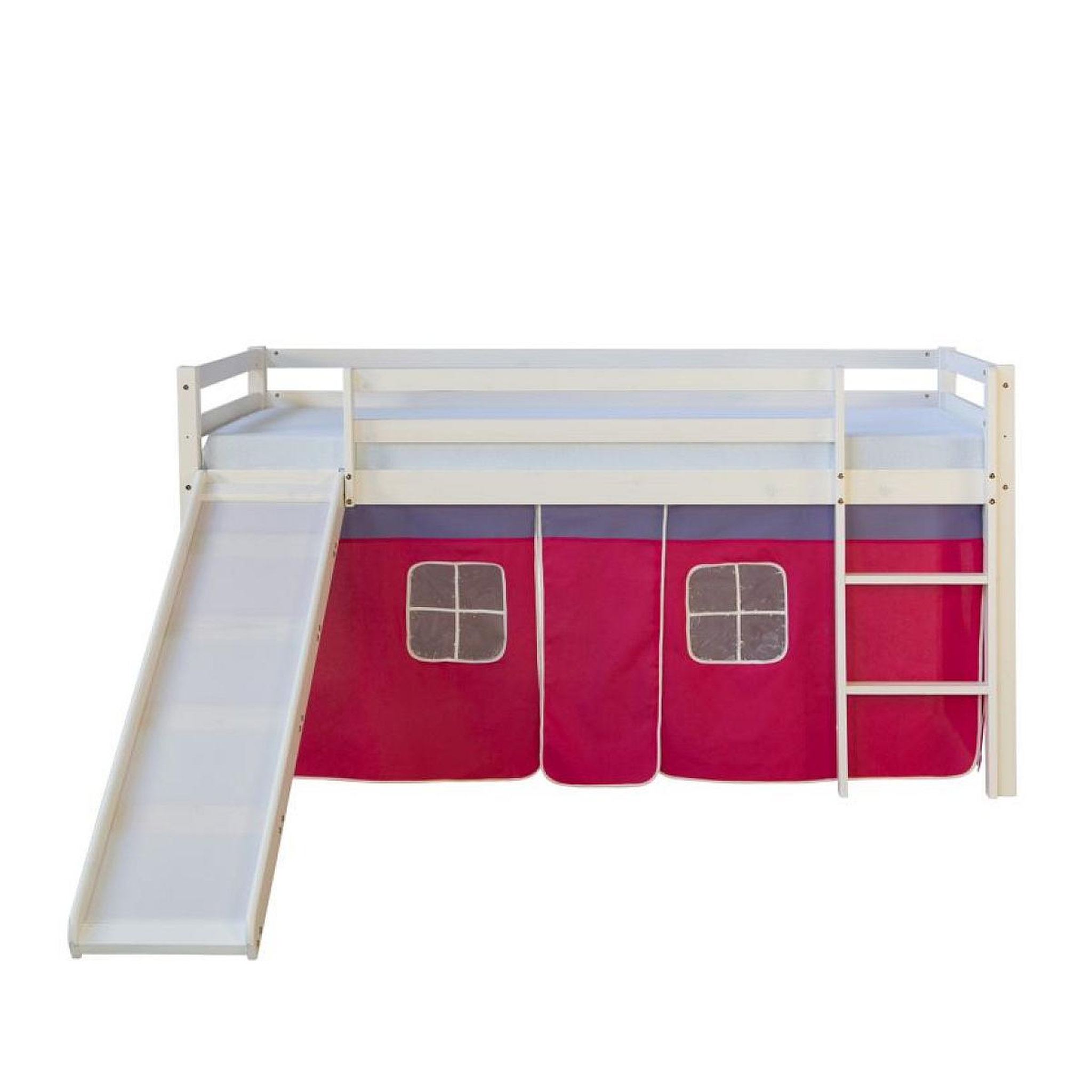 Voir la diapositive 4 : HomeStyle4U Lit mi-haut rose 90x200 cm sommier matelas