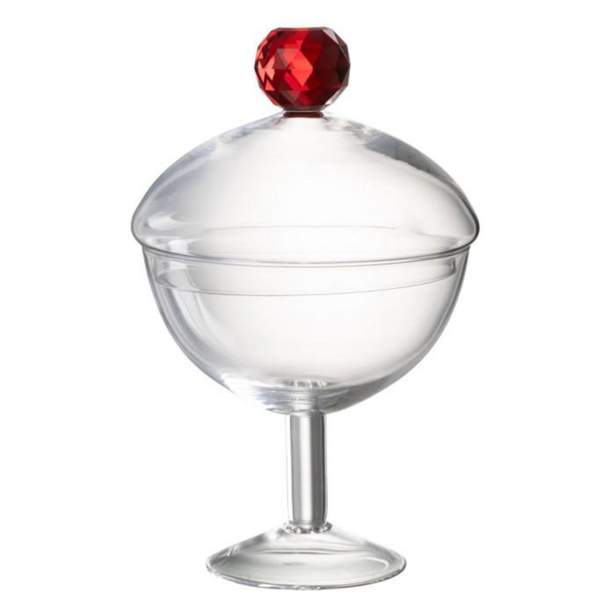 Paris Prix Bonbonnière en Verre  Diamond  25cm Transparent & Rouge