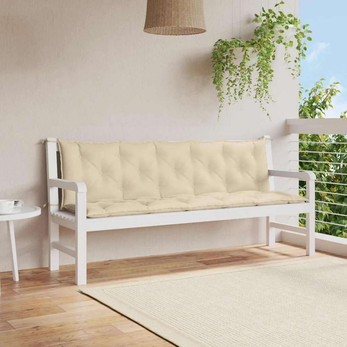 VIDAXL Coussin de banc de jardin beige 180x(50+50)x7 cm tissu oxford