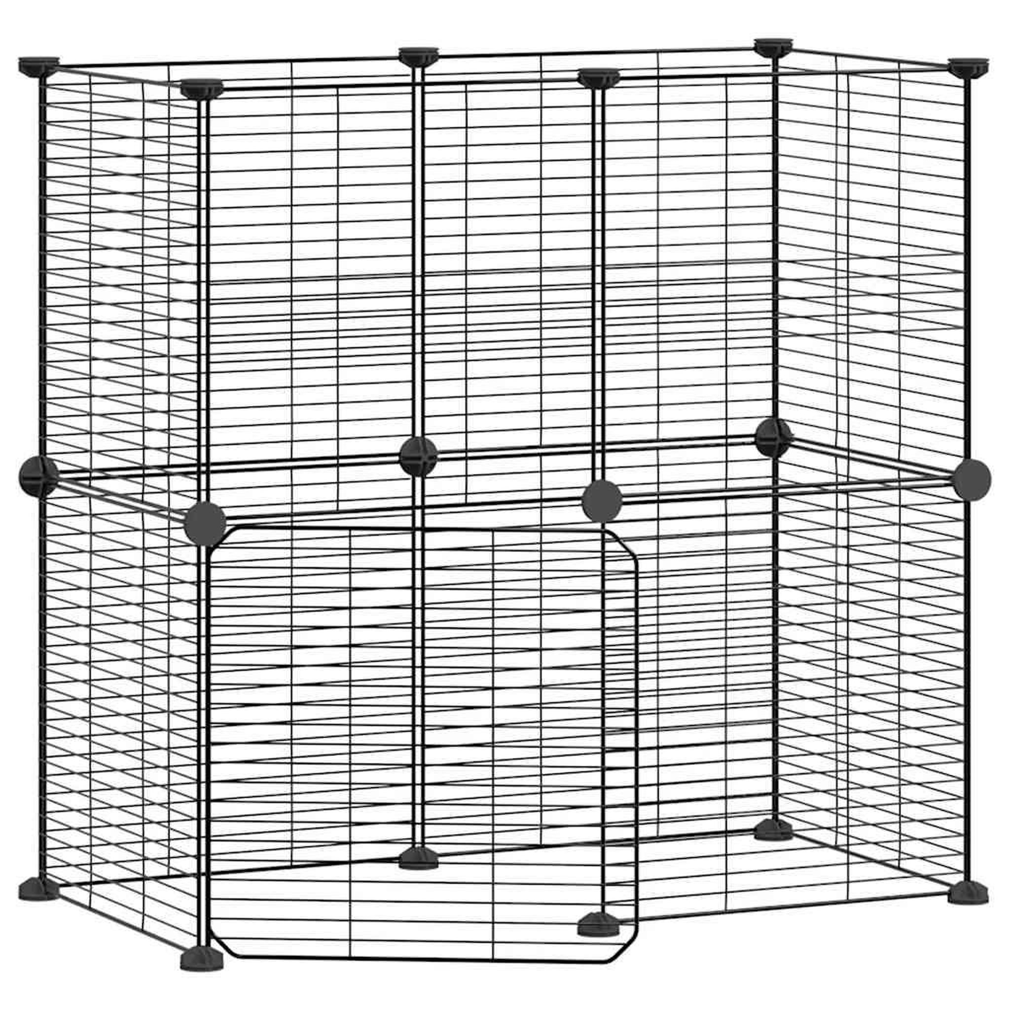 Voir la diapositive 2 : VIDAXL Cage animaux de compagnie a 12 panneaux et porte Noir 35x35 cm