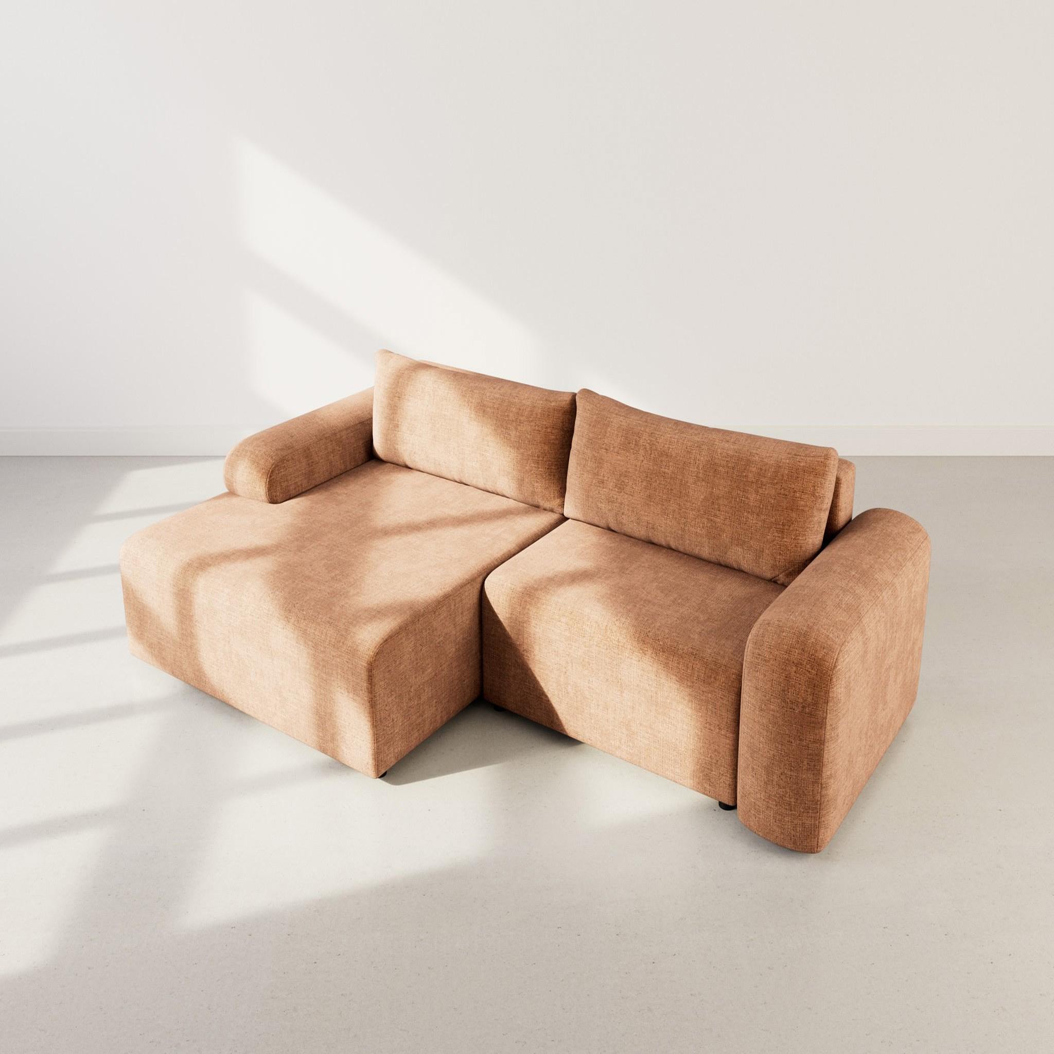 Voir la diapositive 6 : BEST MOBILIER Rebecca - canapé d'angle gauche 4 places convertible avec coffre en velours texturé