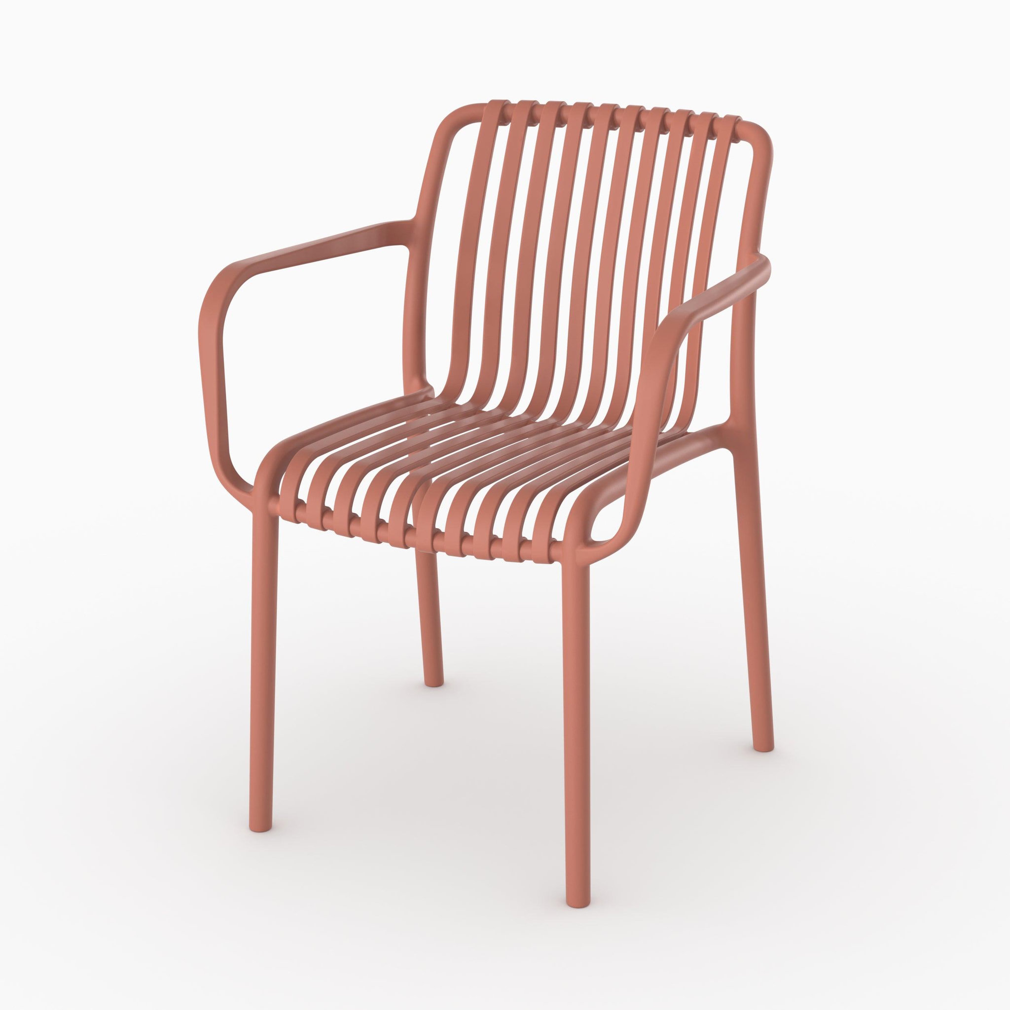 Voir la diapositive 3 : MAISON PAVANE Lot de 2 chaises de jardin empilables en plastique vieux rose-ivy