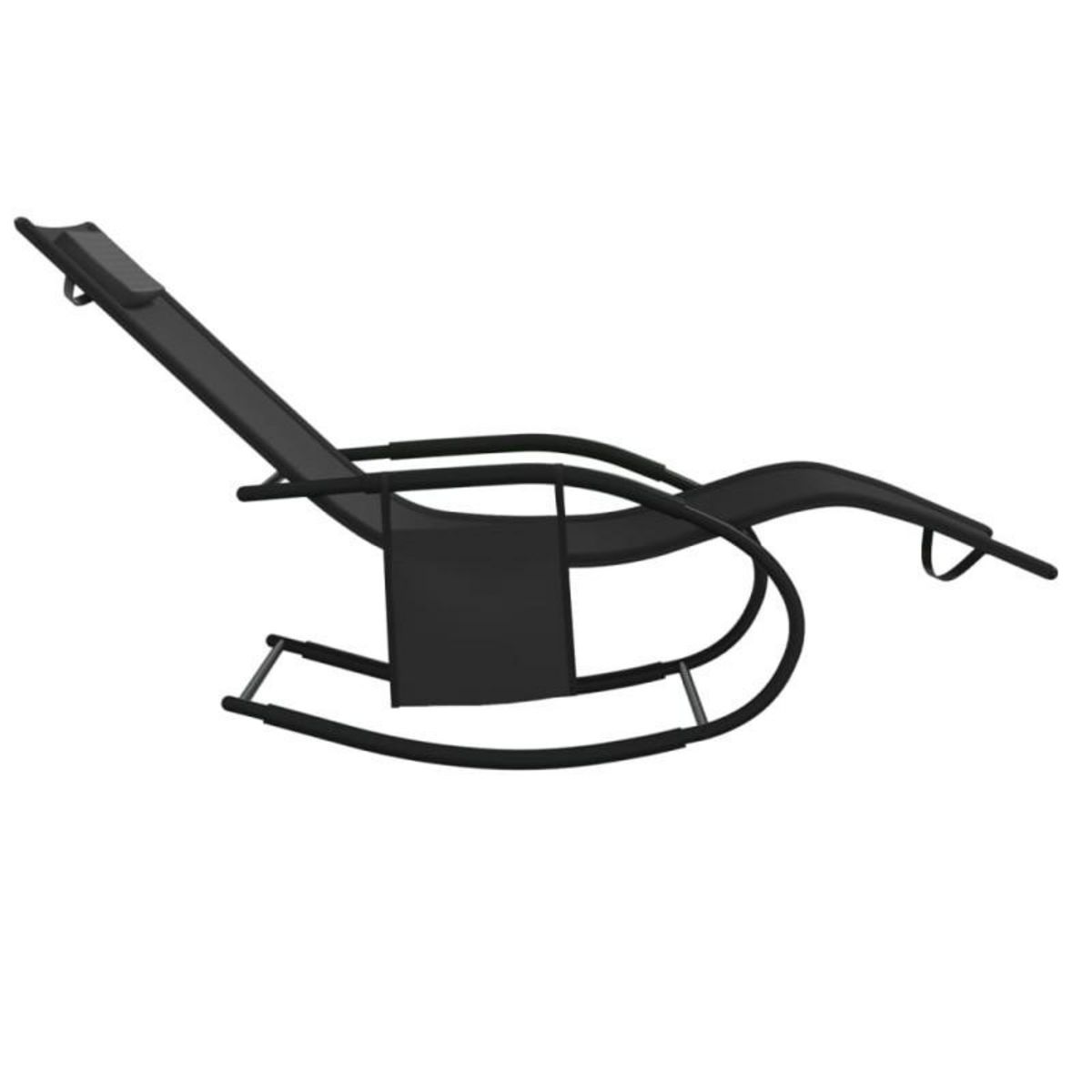VIDAXL Chaise longue à bascule noir acier et textilène
