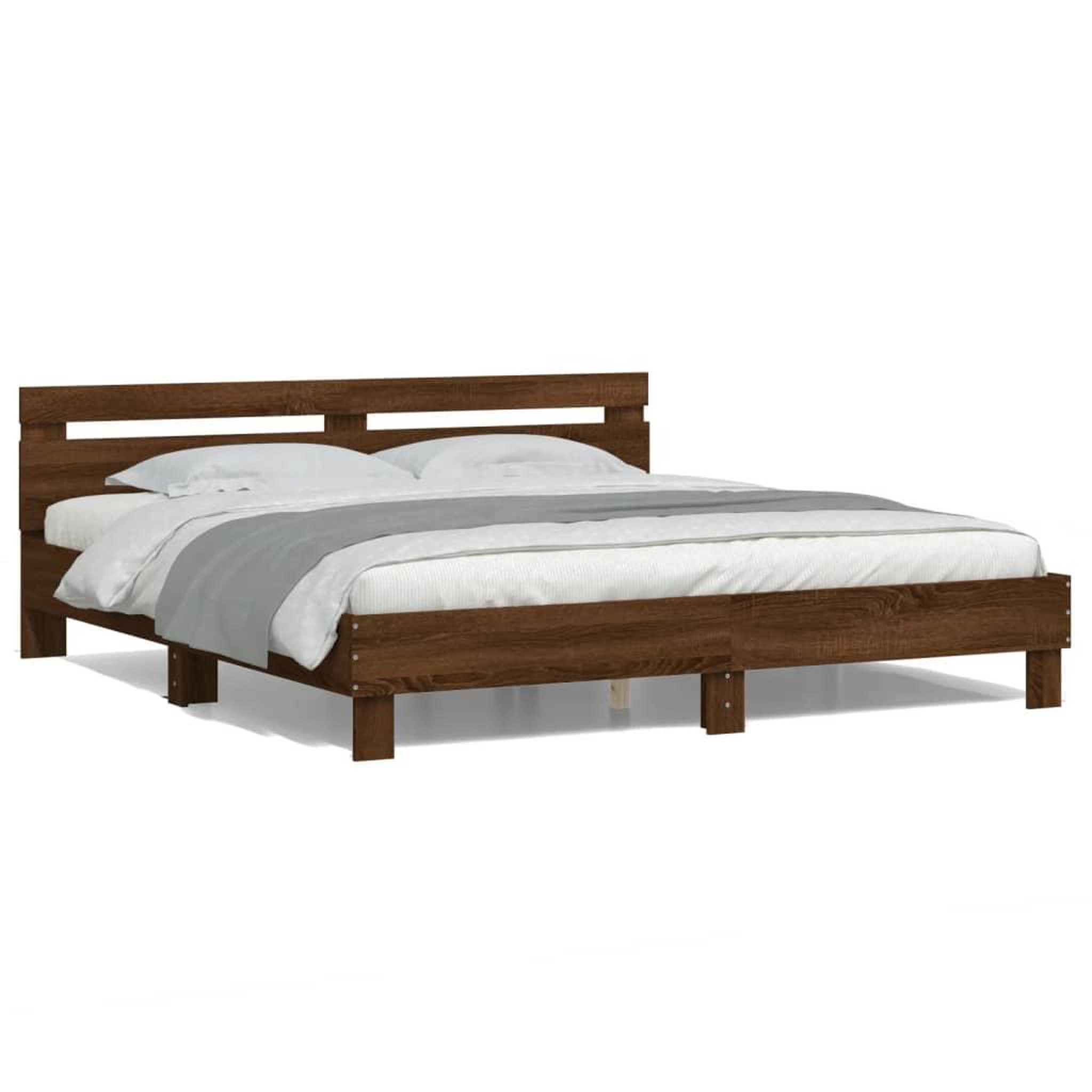 Voir la diapositive 5 : VIDAXL Cadre de lit avec LED sans matelas chene marron 200x200 cm
