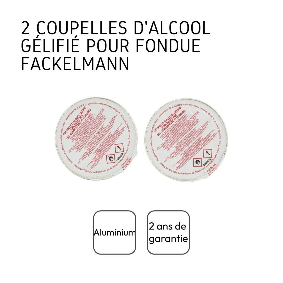 Fackelmann Lot de 2 coupelles d'alcool gélifié Fackelmann