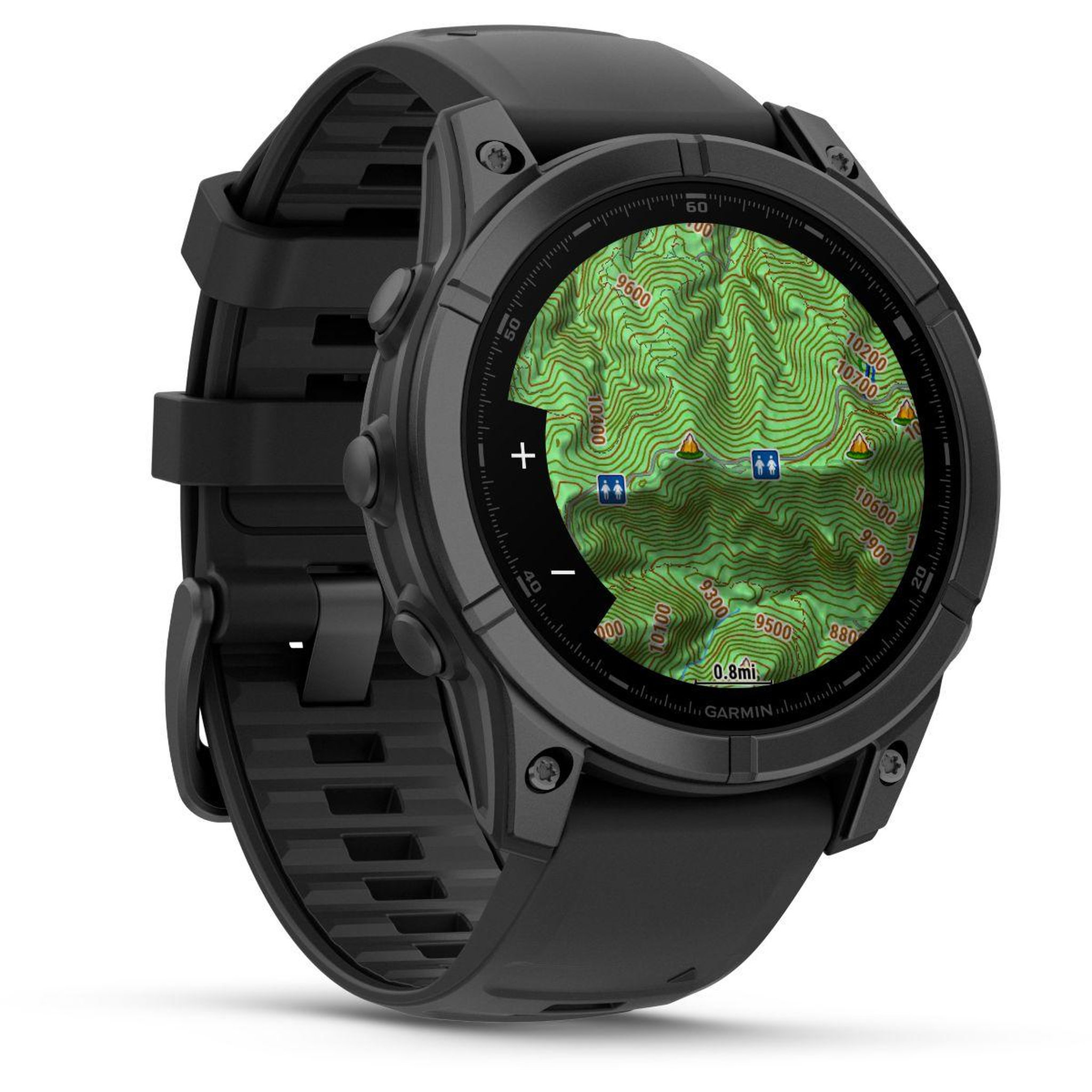 Voir la diapositive 3 : GARMIN Montre sport Fenix E 47mm Gris Acier bracelet noir