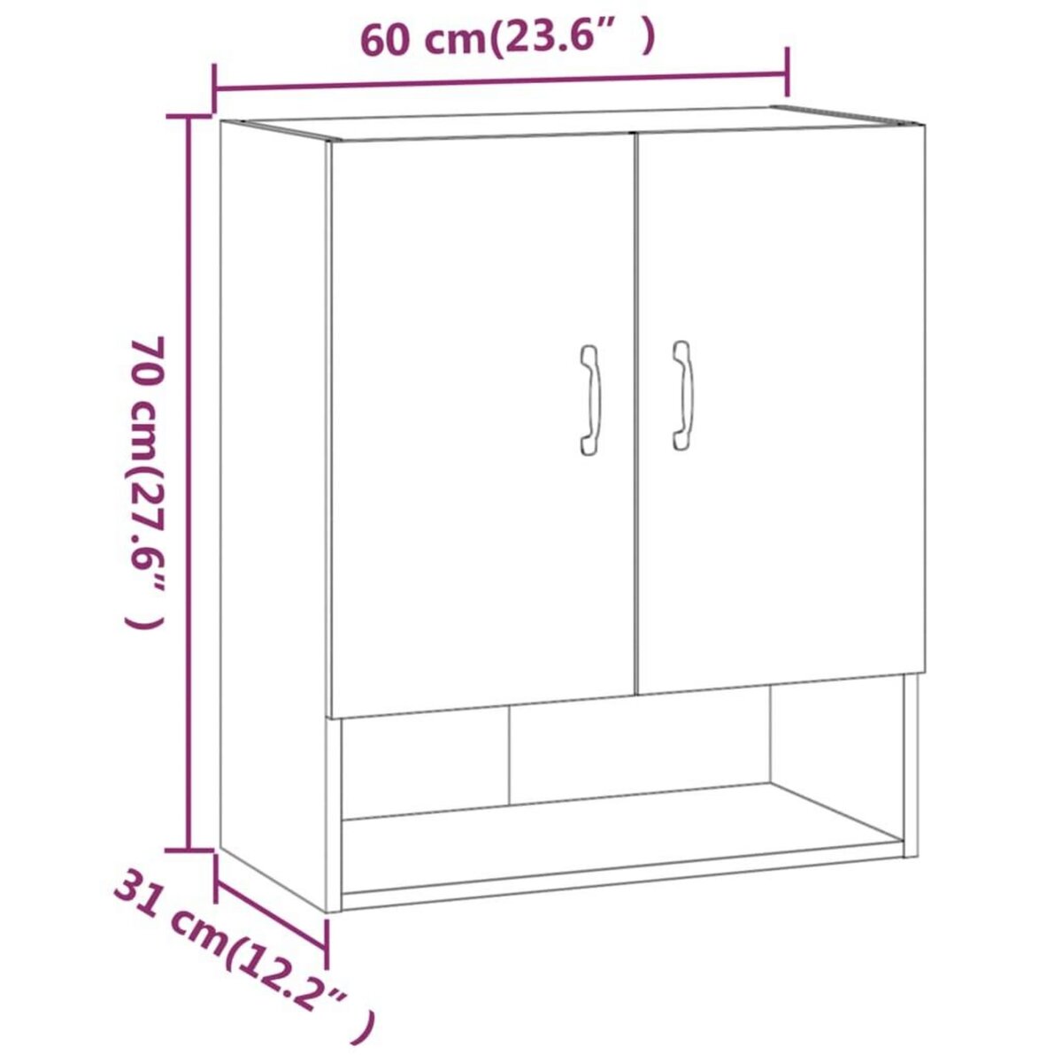VIDAXL Armoire murale Chene fume 60x31x70 cm Bois d'ingenierie