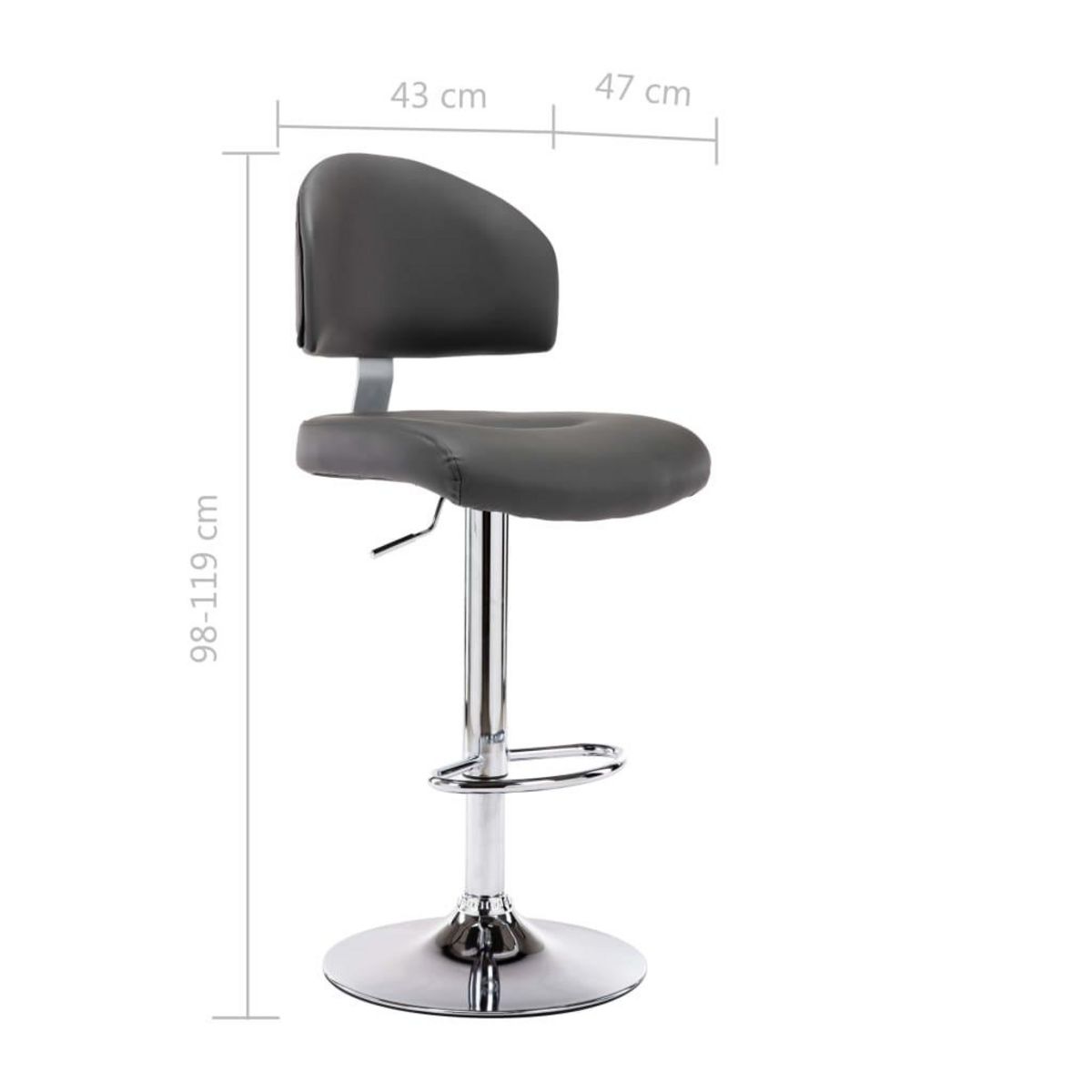VIDAXL Tabouret de bar Gris Similicuir