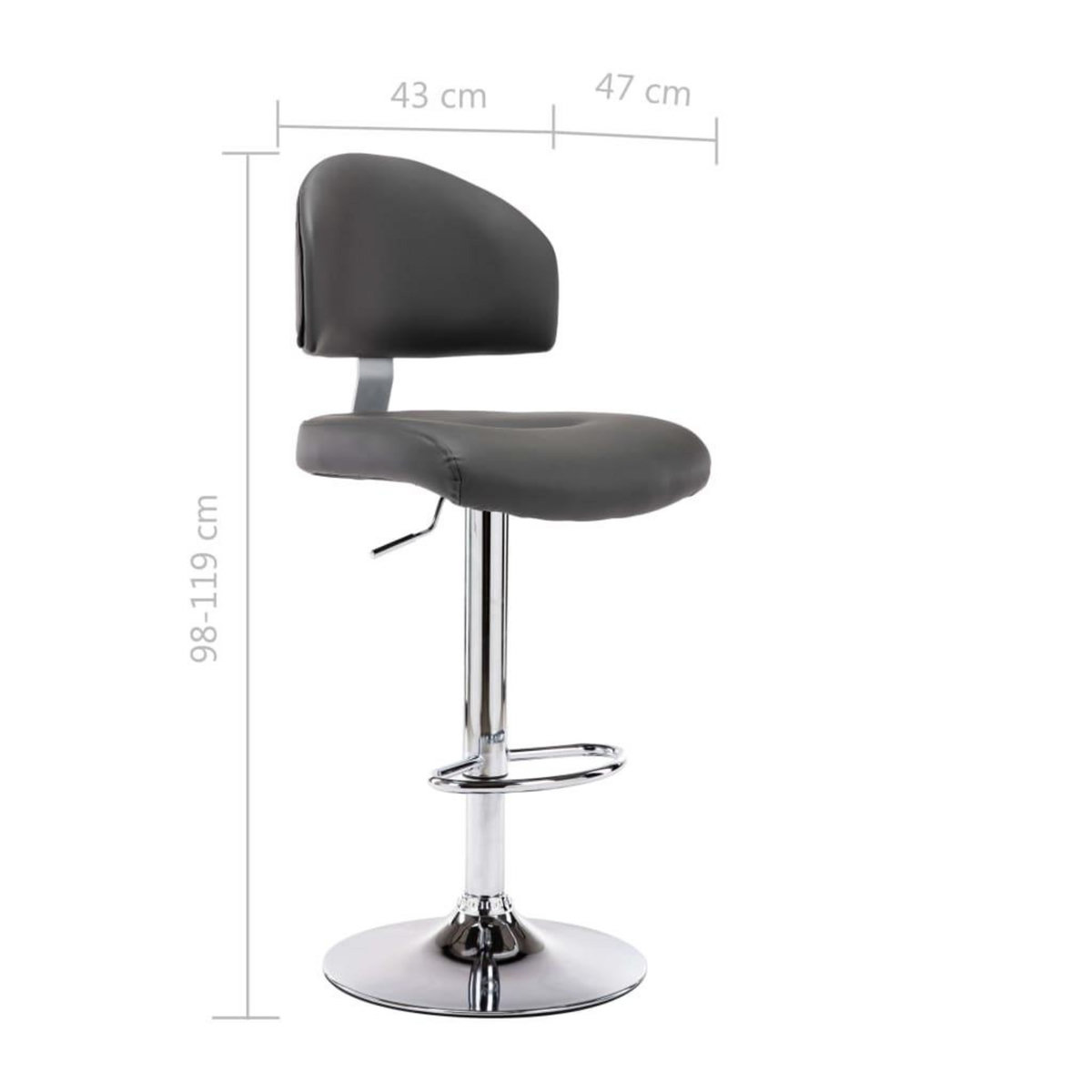 VIDAXL Tabouret de bar Gris Similicuir