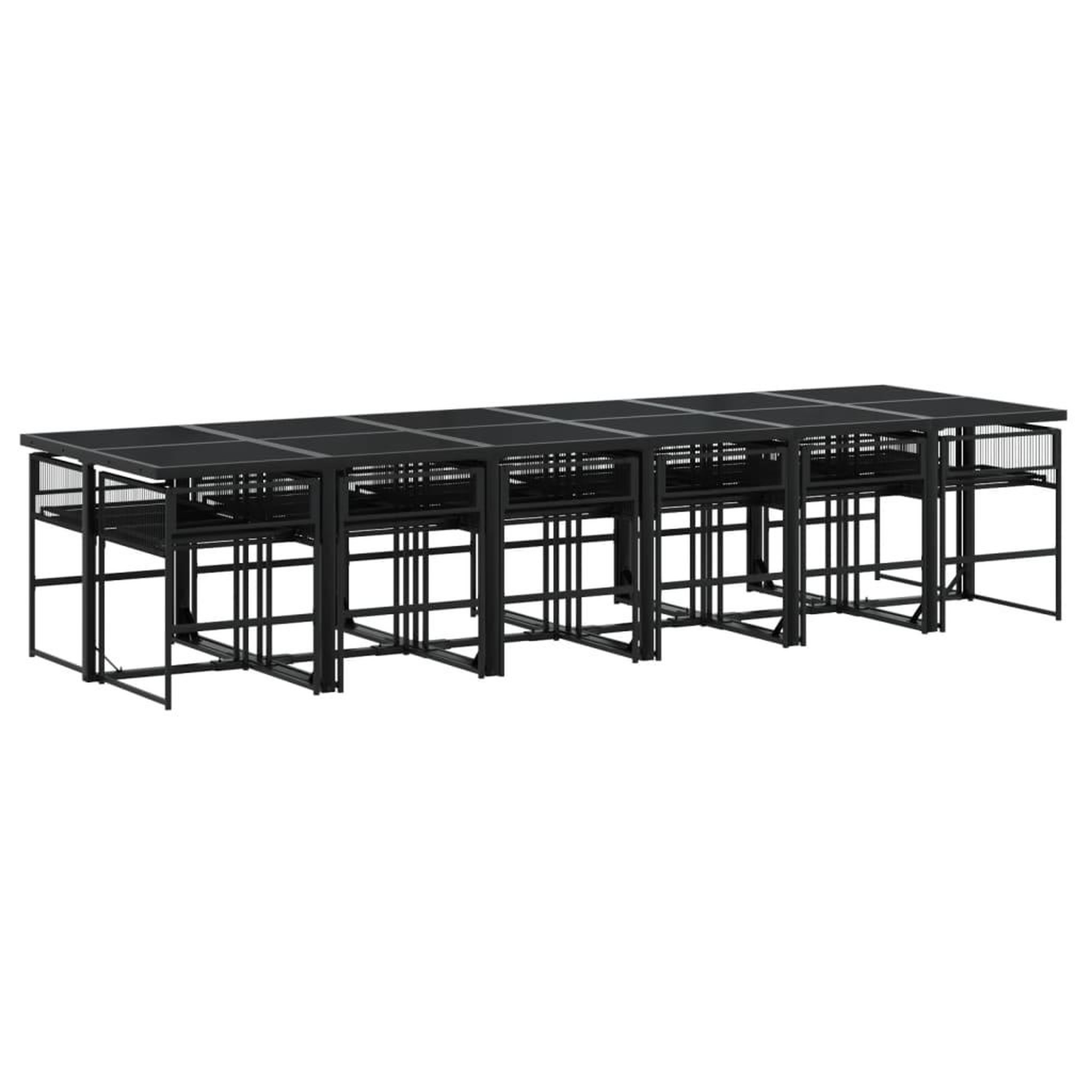 Voir la diapositive 3 : VIDAXL Ensemble a manger de jardin 13 pcs coussins noir resine tressee