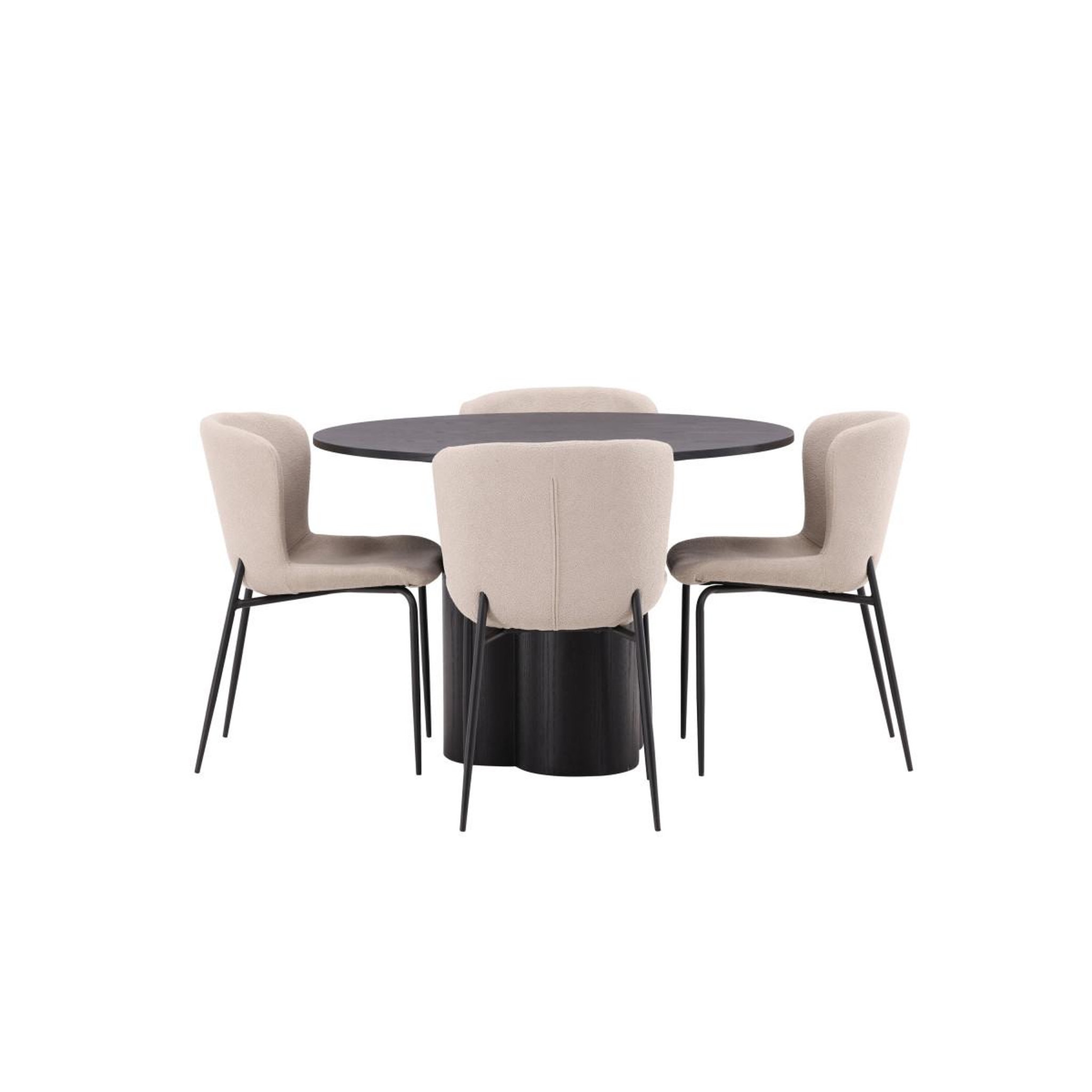 Voir la diapositive 2 : Paris Prix Ensemble table à manger & 4 chaises  olivia & modesto  110cm noir & beige