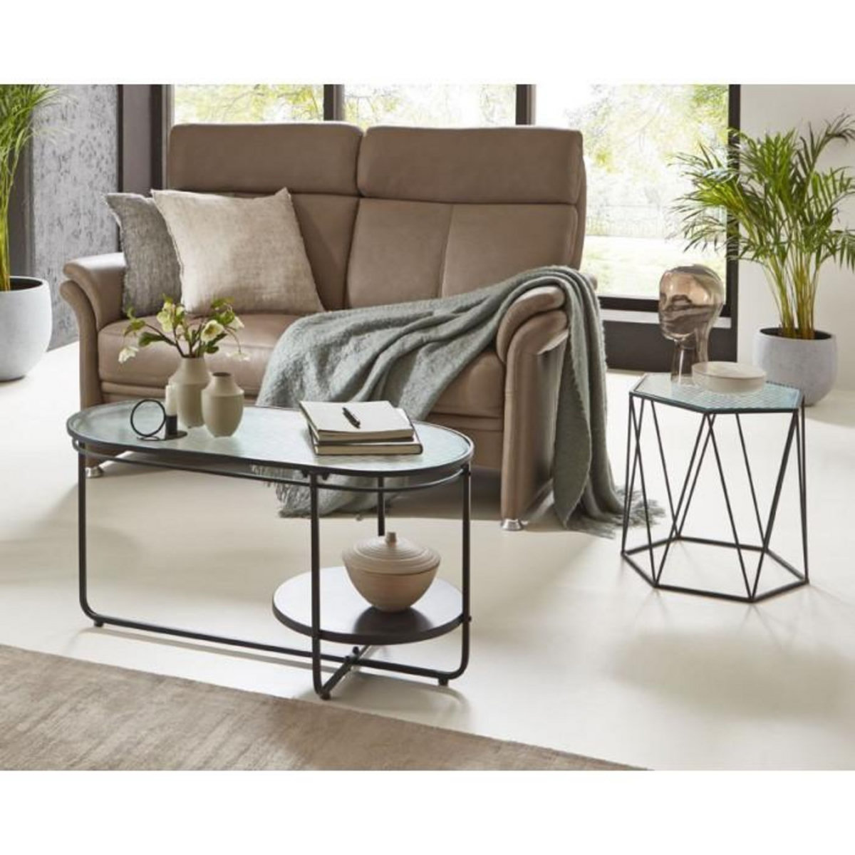 Paris Prix Table d'Appoint Ronde Design  Ondulé  50cm Noir