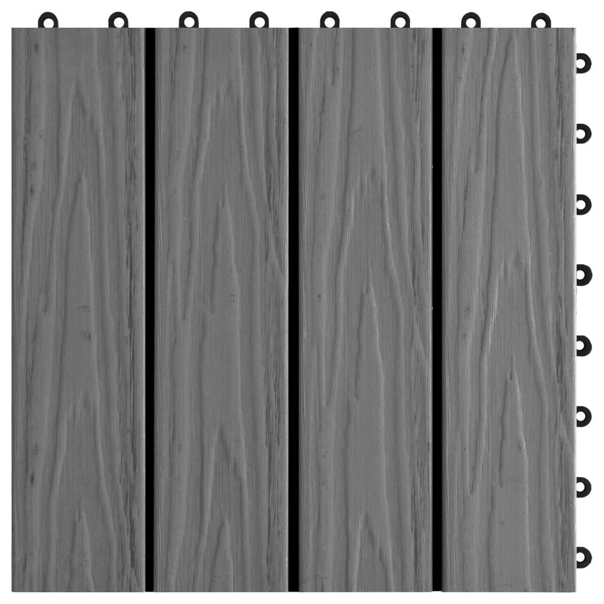 Voir la diapositive 5 : VIDAXL Carreau de terrasse en relief 11 pcs WPC 30x30 cm 1 m^2 Gris