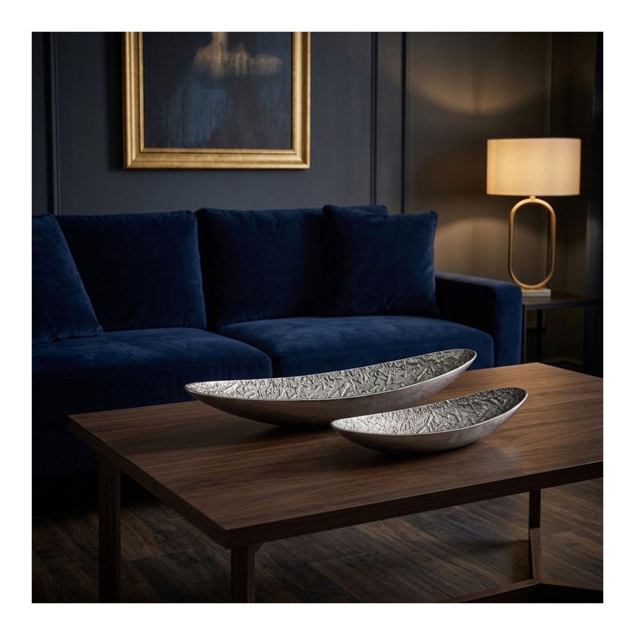 Voir la diapositive 3 : Paris Prix Lot de 2 Plateaux de Présentation  Barque  76cm Argent