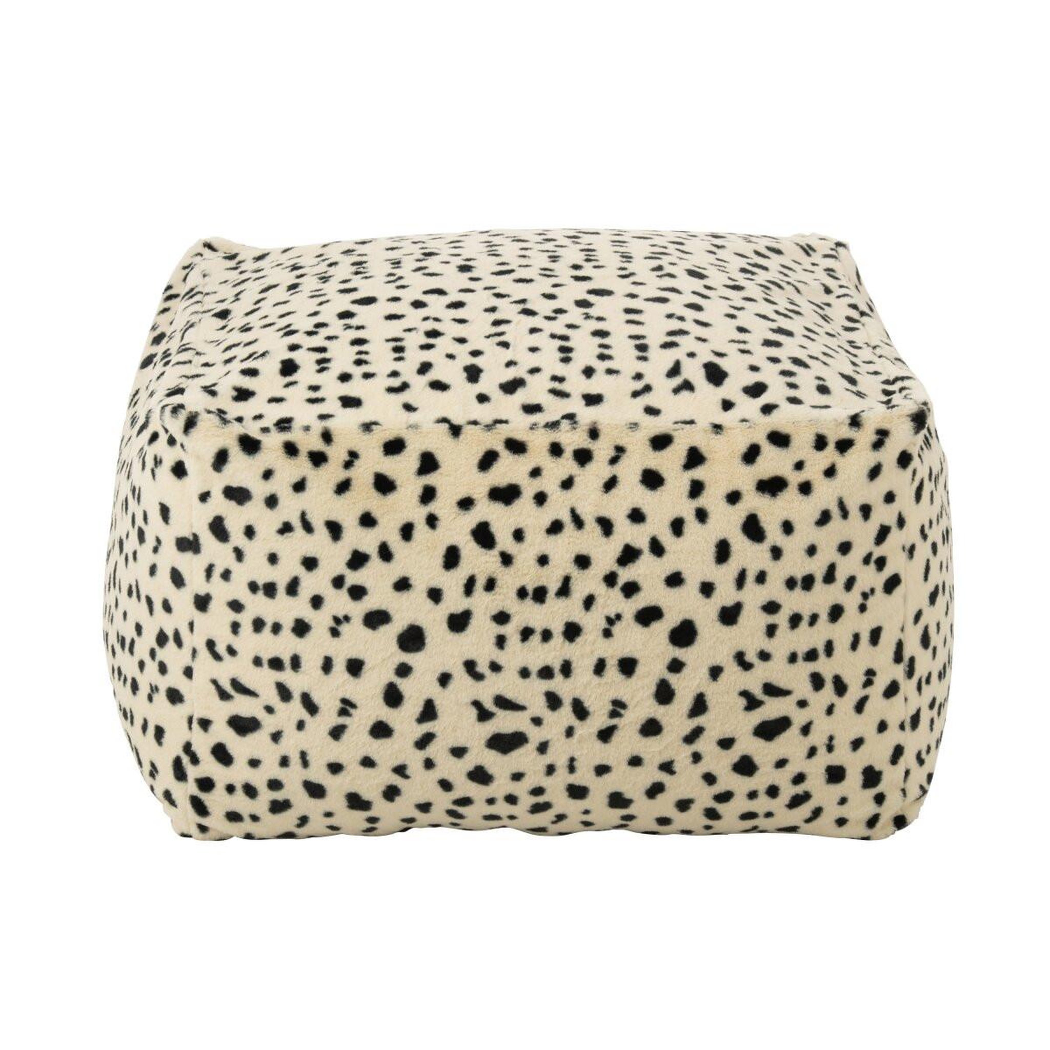 Voir la diapositive 2 : J-LINE Pouf Carré Dalmatien  Ulf  70cm Blanc & Noir