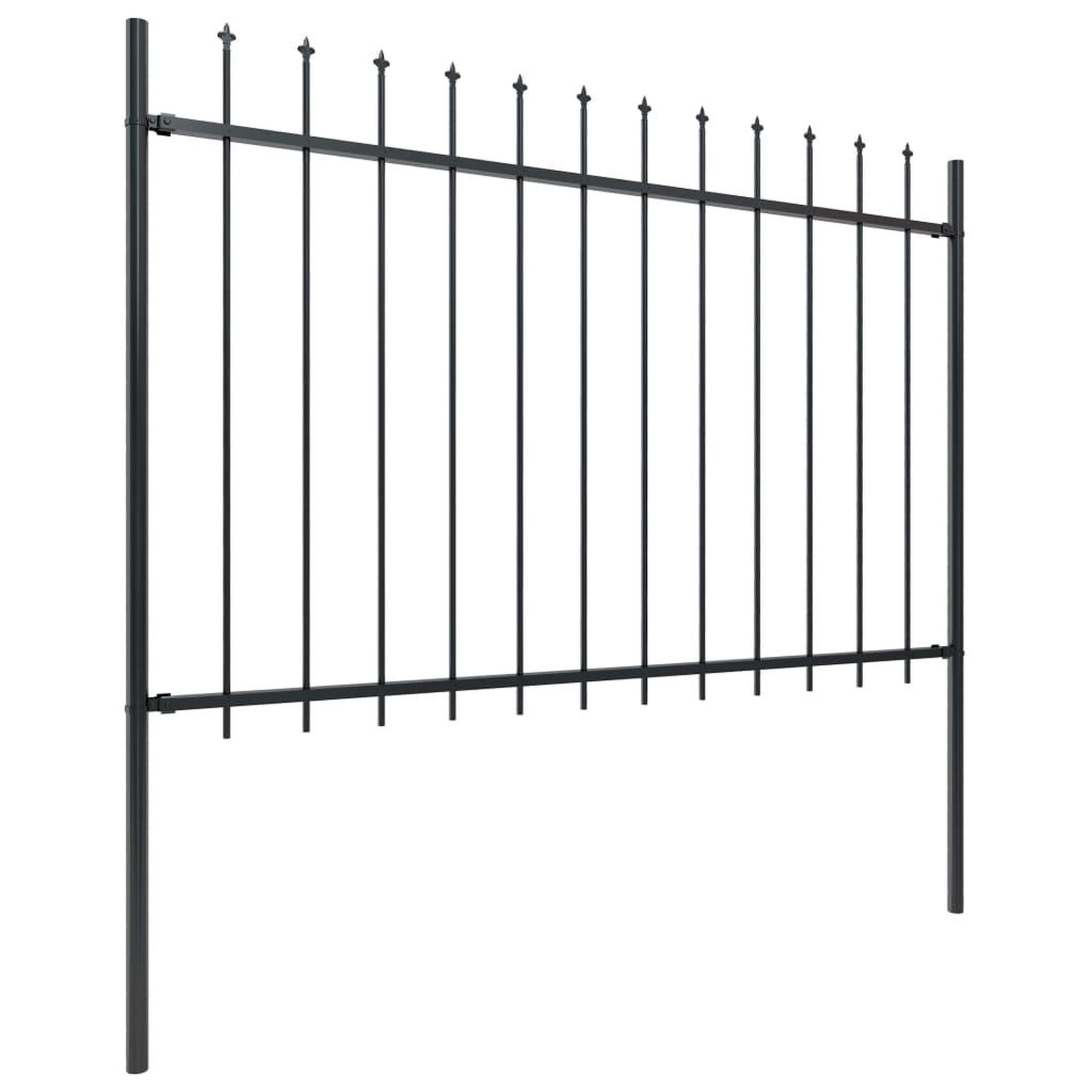 Voir la diapositive 2 : VIDAXL Cloture de jardin avec dessus en lance Acier 17 x 1,2 m Noir