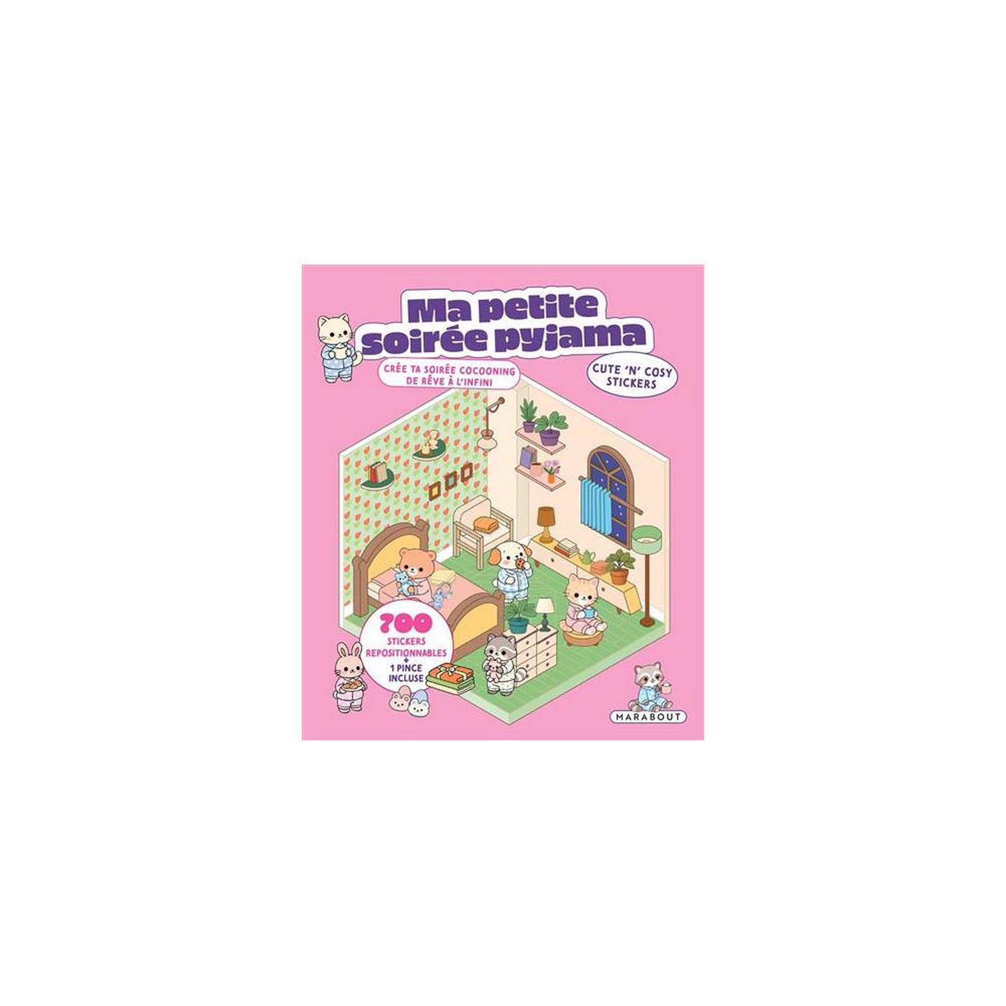 Marabout Ma petite soirée pyjama cute 'n' cosy stickers marabout, set de stickers 3d et stickers lumineuses, 6 scènes, 300 pièces avec pince de précision