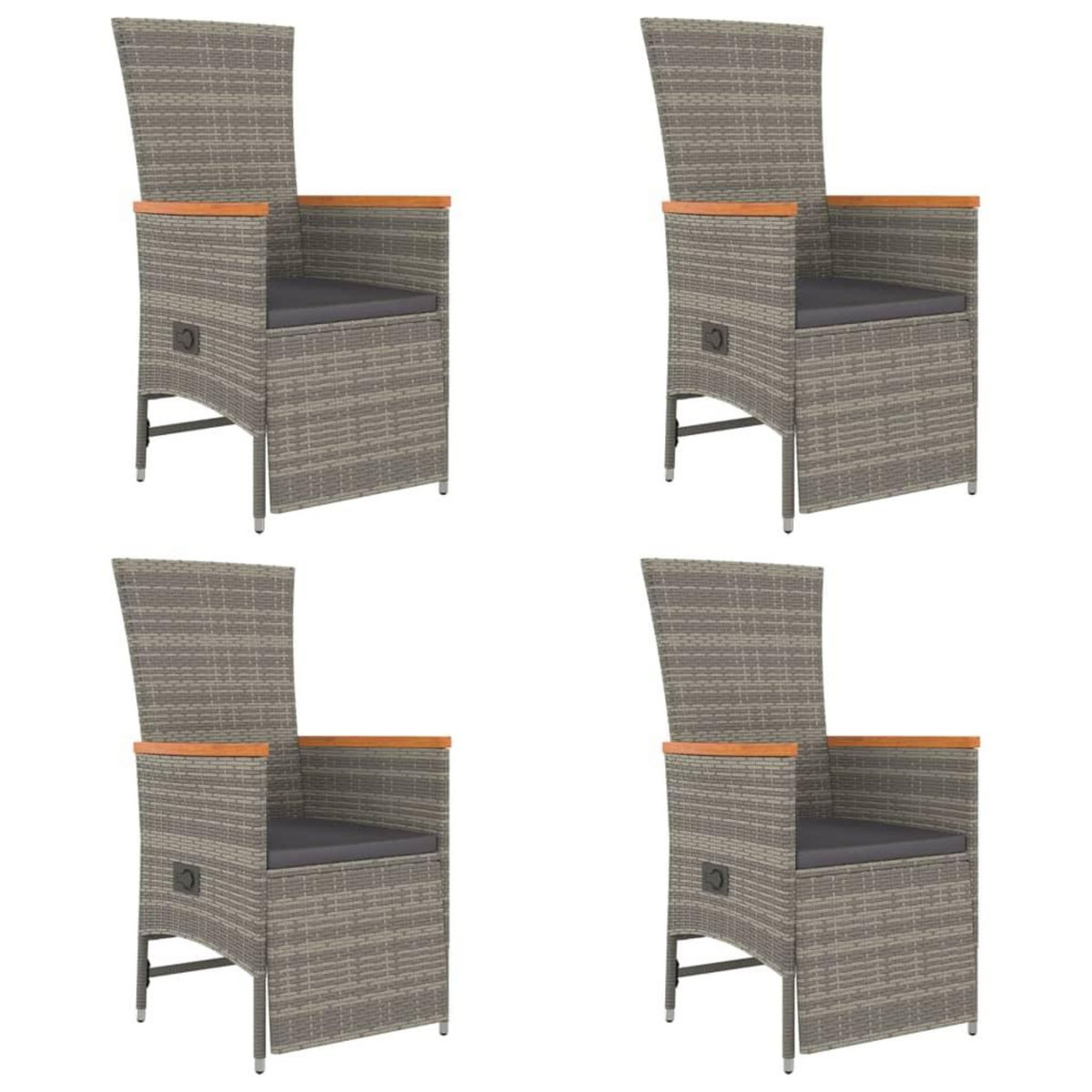 VIDAXL Ensemble a manger de jardin 5 pcs coussins gris resine tressee