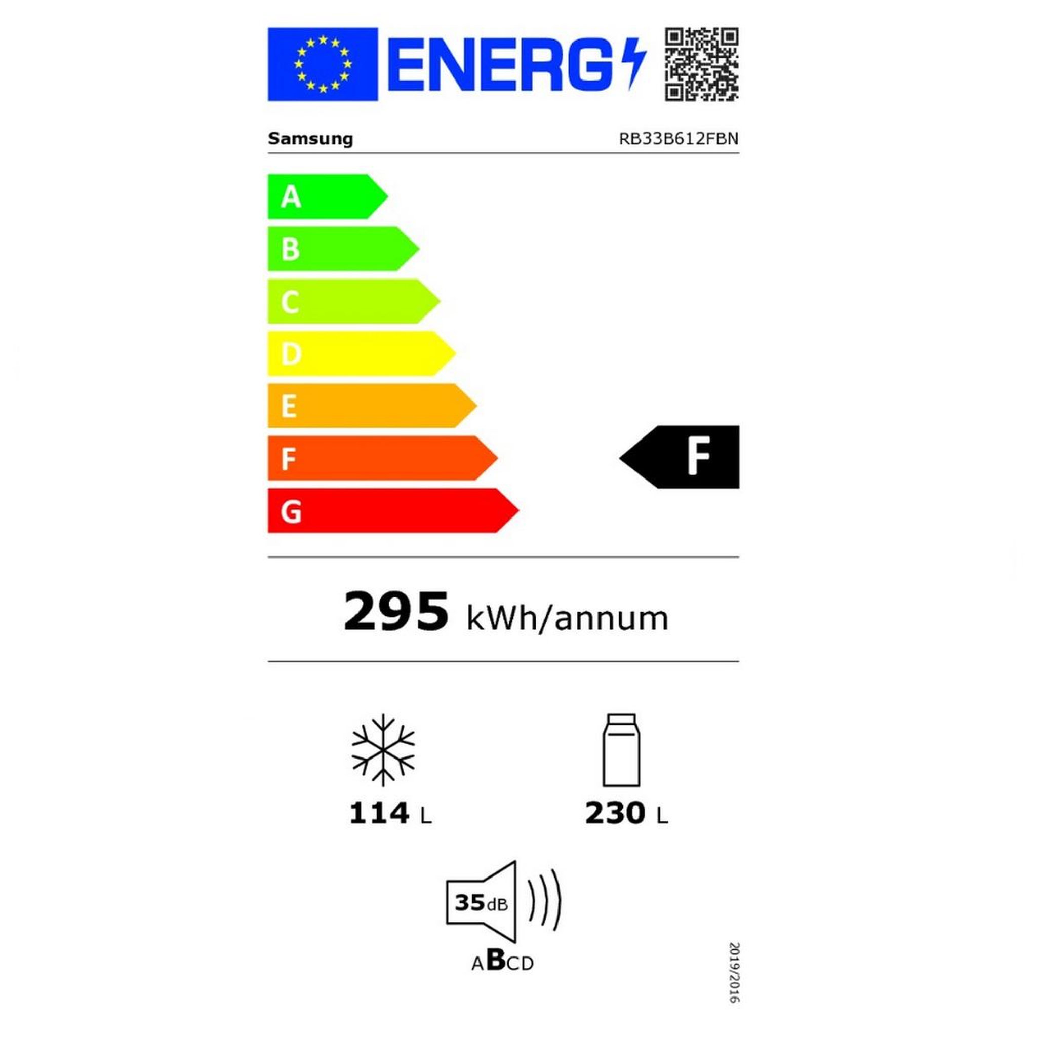 Voir la diapositive 2 : Samsung Réfrigérateur combiné 60cm 344l ventilé noir - RB33B612FBN