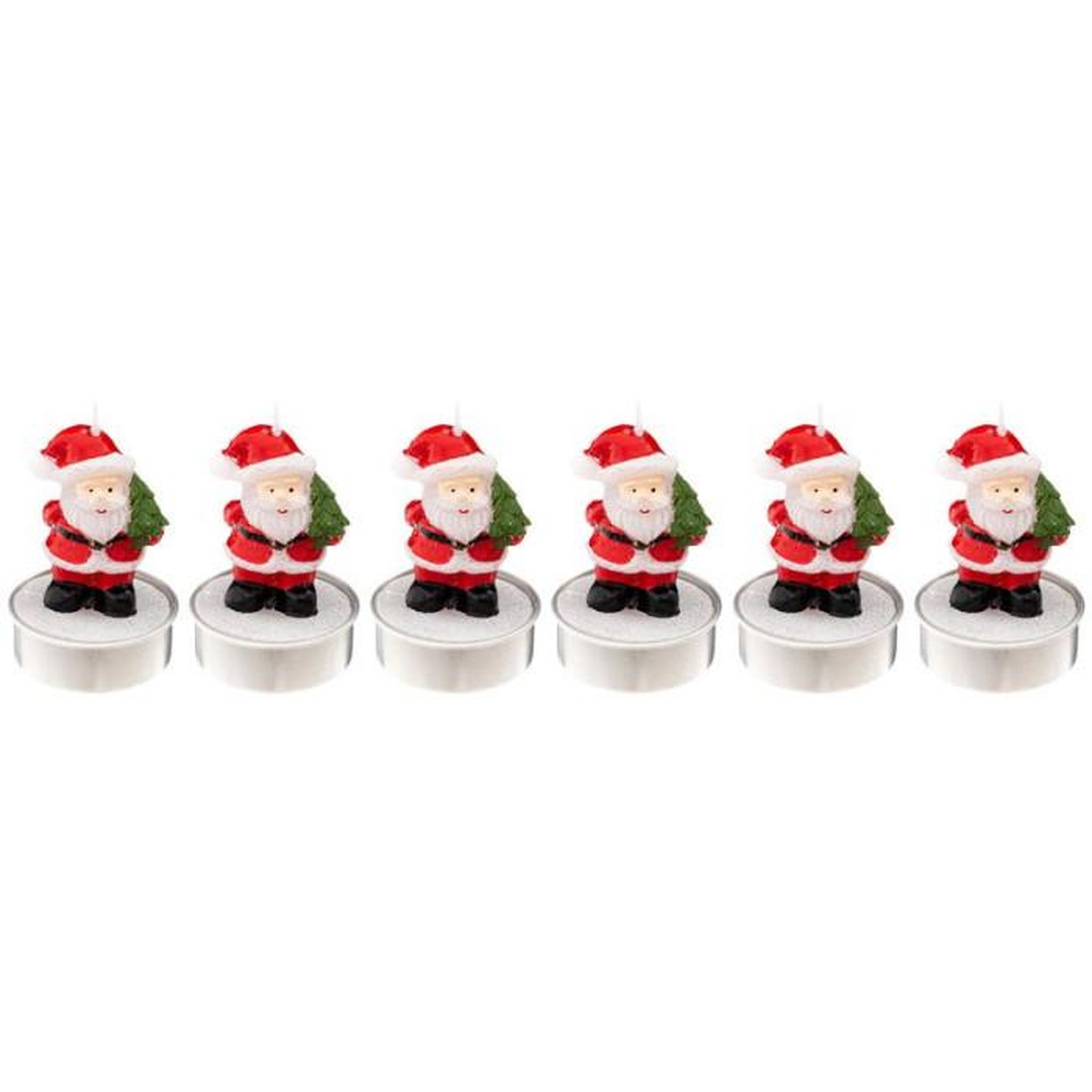 Voir la diapositive 1 : FEERIC LIGHT & CHRISTMAS Lot de 6 Bougies Déco  Père Noël  6cm Rouge & Blanc