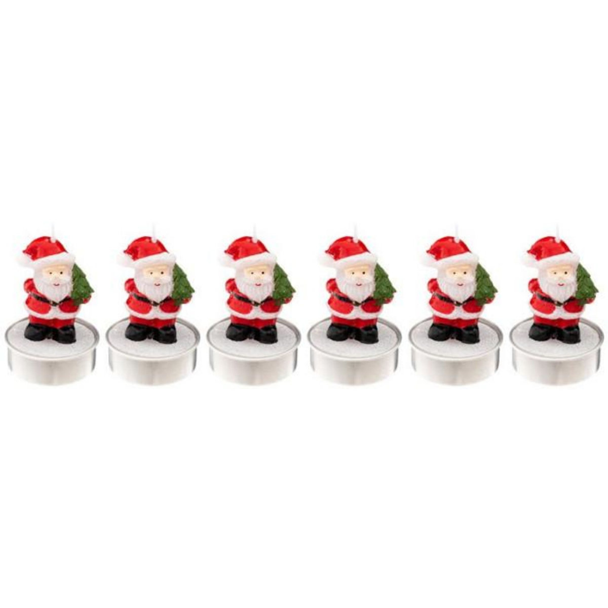 FEERIC LIGHT & CHRISTMAS Lot de 6 Bougies Déco  Père Noël  6cm Rouge & Blanc