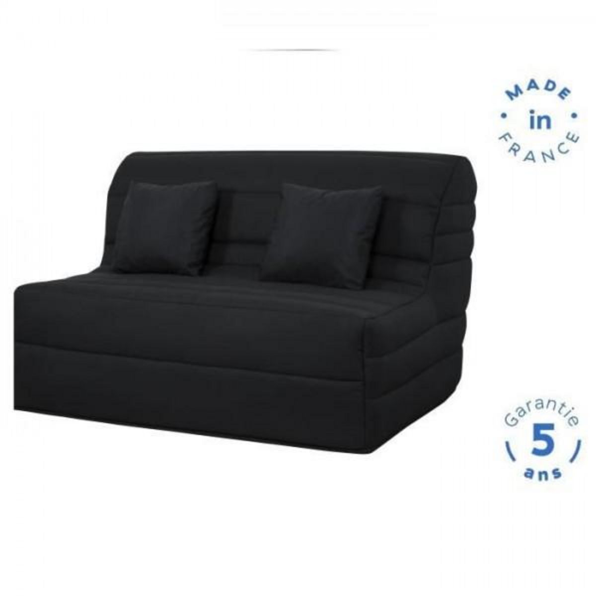 DUNLOPILLO DUNLOPILLO Banquette BZ - Tissu Noir + 2 coussins noir - L 140 x P 99 x H 98 cm ALICE