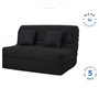 Voir la diapositive 3 : DUNLOPILLO DUNLOPILLO Banquette BZ - Tissu Noir + 2 coussins noir - L 140 x P 99 x H 98 cm ALICE
