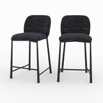 MAISON PAVANE Lot de 2 chaises pour ilot central 65,5 cm en tissu texturé noir-Bento