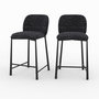 Voir la diapositive 1 : MAISON PAVANE Lot de 2 chaises pour ilot central 65,5 cm en tissu texturé noir-Bento