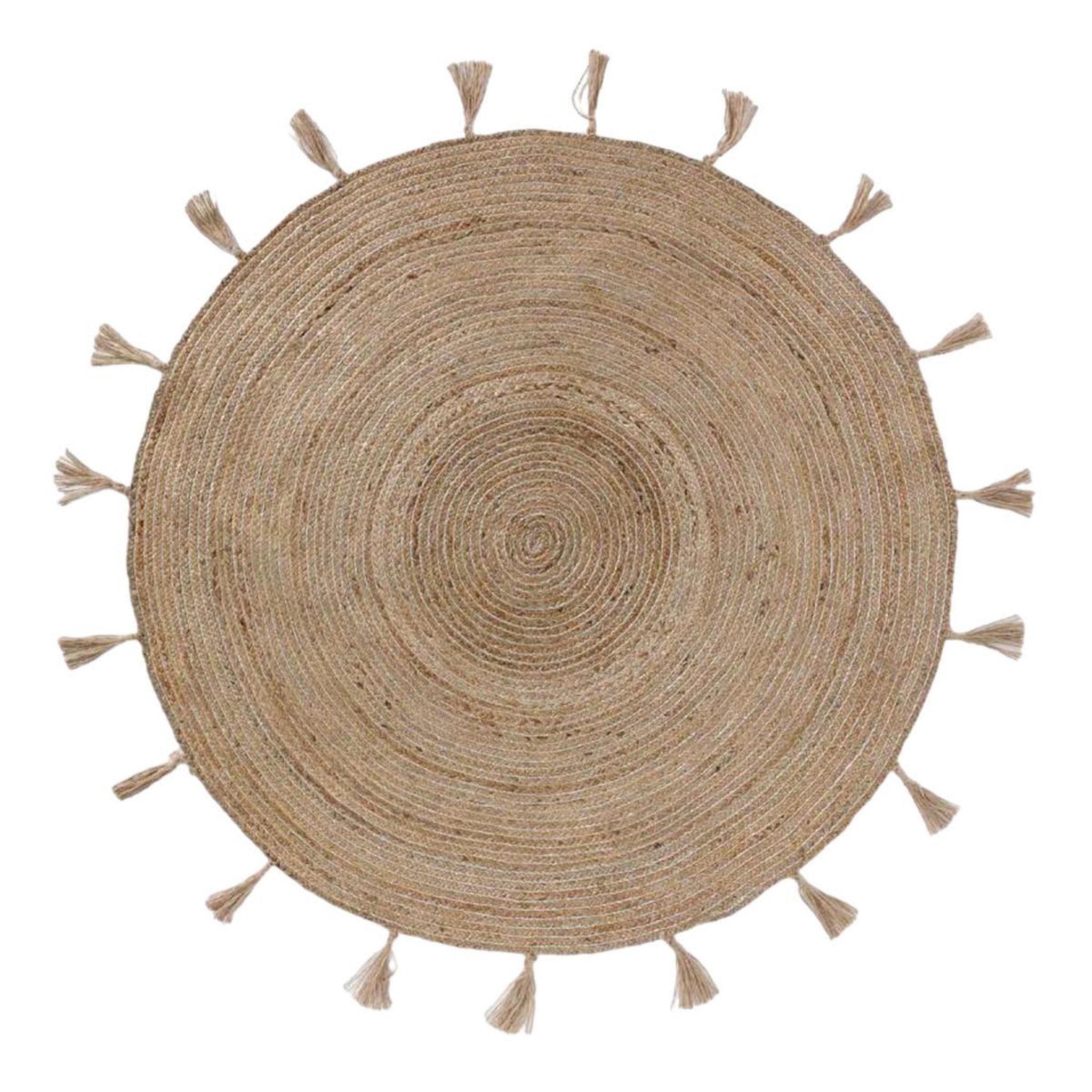 Voir la diapositive 1 : Douceur d'Intérieur Tapis à pompons en jute  sanda  120cm argent