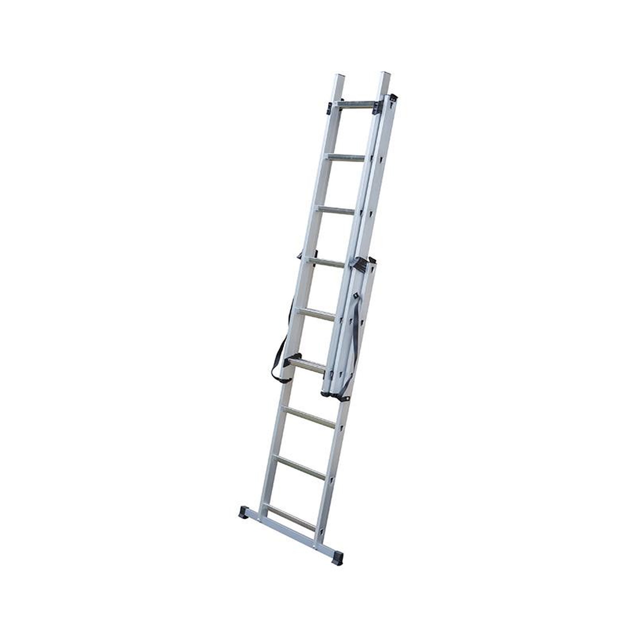 Voir la diapositive 5 : HAILO Echelle transformable 3 plans 3x6 échelons 3,4m/4,3m en aluminium hailo hobby